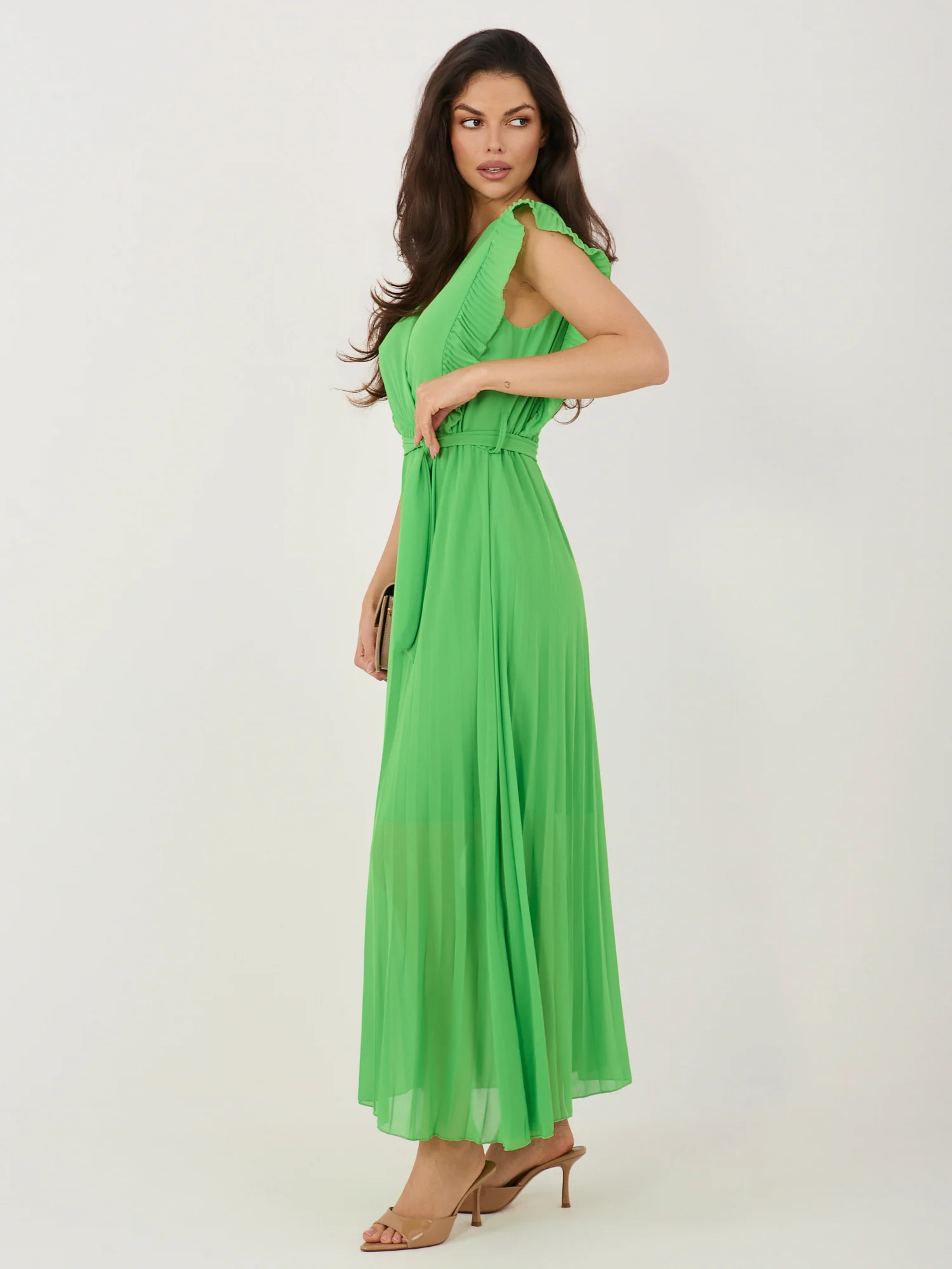 Rochie Dama Midi, Lejera, RUE PARIS, Verde de Vara - imagine 2