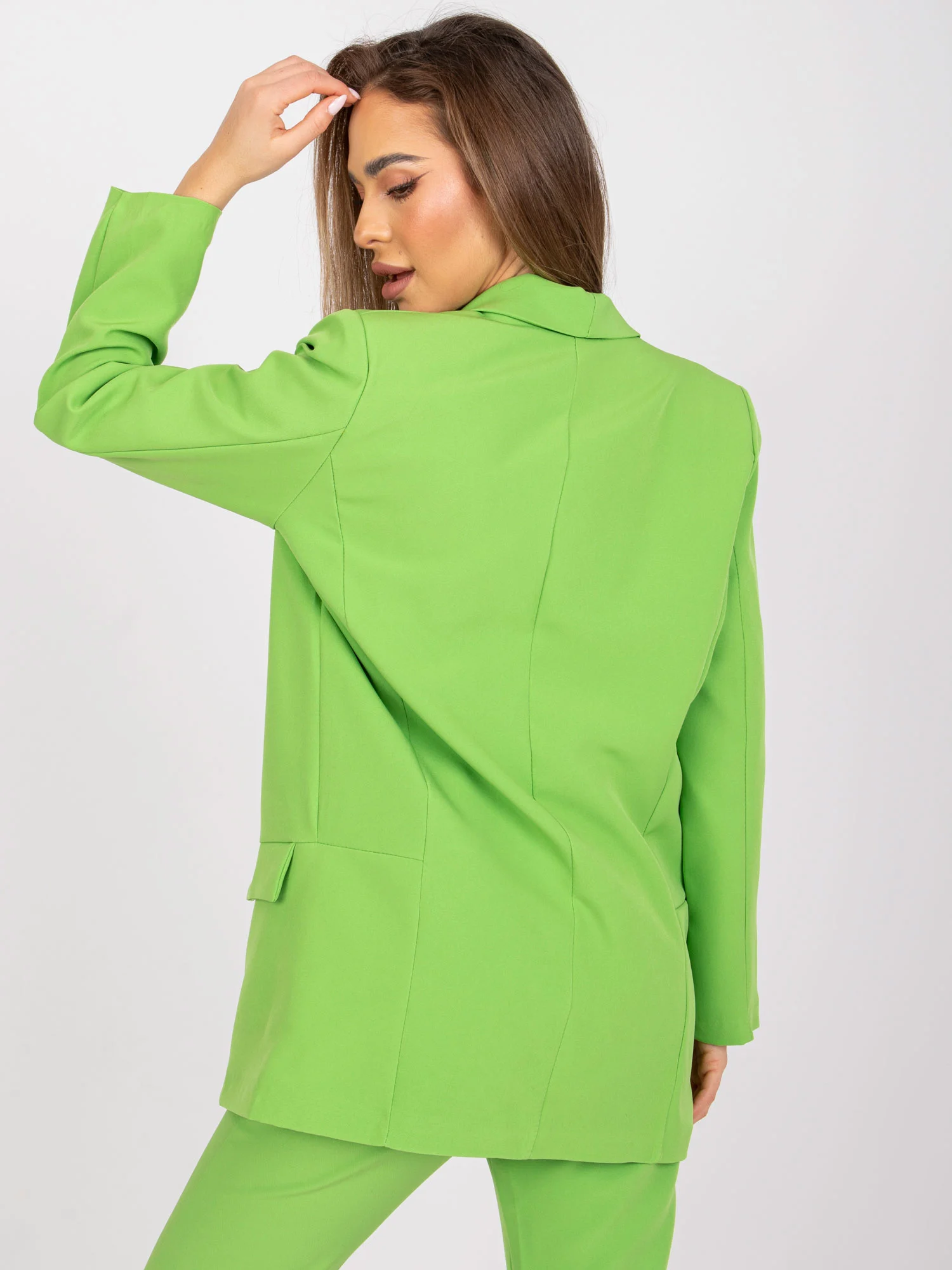 Sacou Dama Maneca lunga, Maneca lunga, ITALY MODA, Verde de Petrecere Marimi Mari - imagine 6