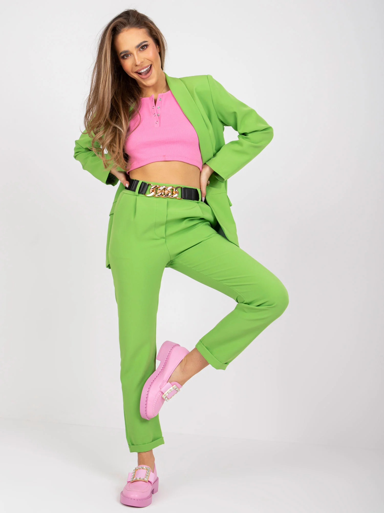 Sacou Dama Maneca lunga, Maneca lunga, ITALY MODA, Verde de Petrecere Marimi Mari - imagine 3