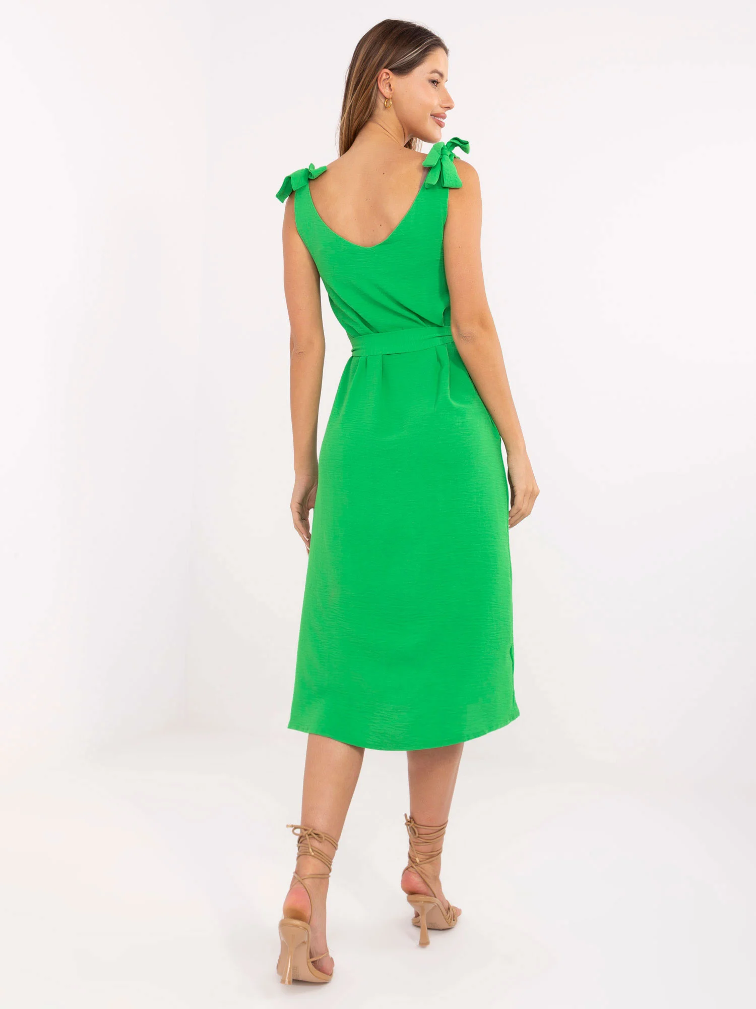 Rochie Dama Midi, Decolteu rotund, RUE PARIS, Verde de Vara - Image 5