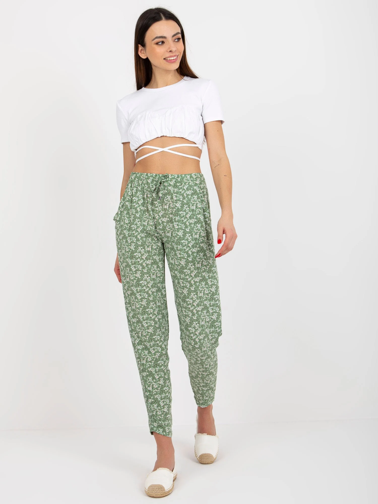 Pantaloni Dama Floral, Dreapta, Sublevel, Fistic Casual Marimi Mari - imagine 5