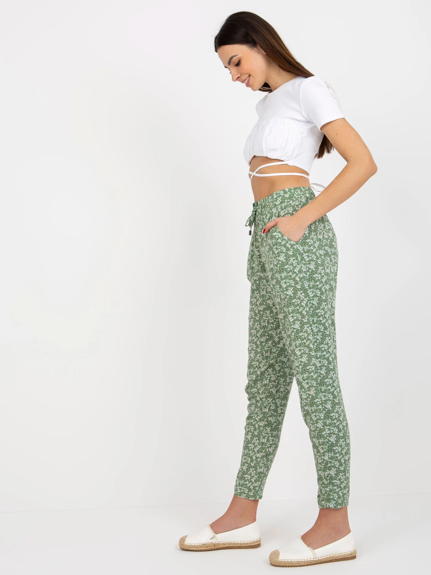 Pantaloni Dama Floral, Dreapta, Sublevel, Fistic Casual Marimi Mari - imagine 4