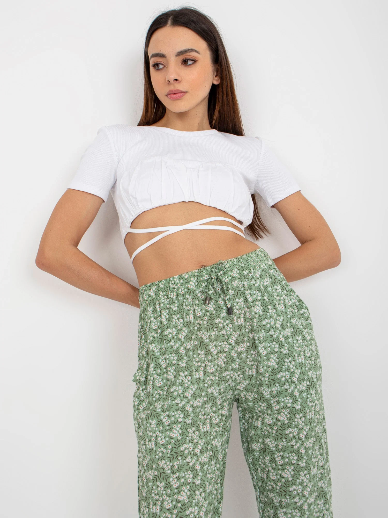 Pantaloni Dama Floral, Dreapta, Sublevel, Fistic Casual Marimi Mari - imagine 2
