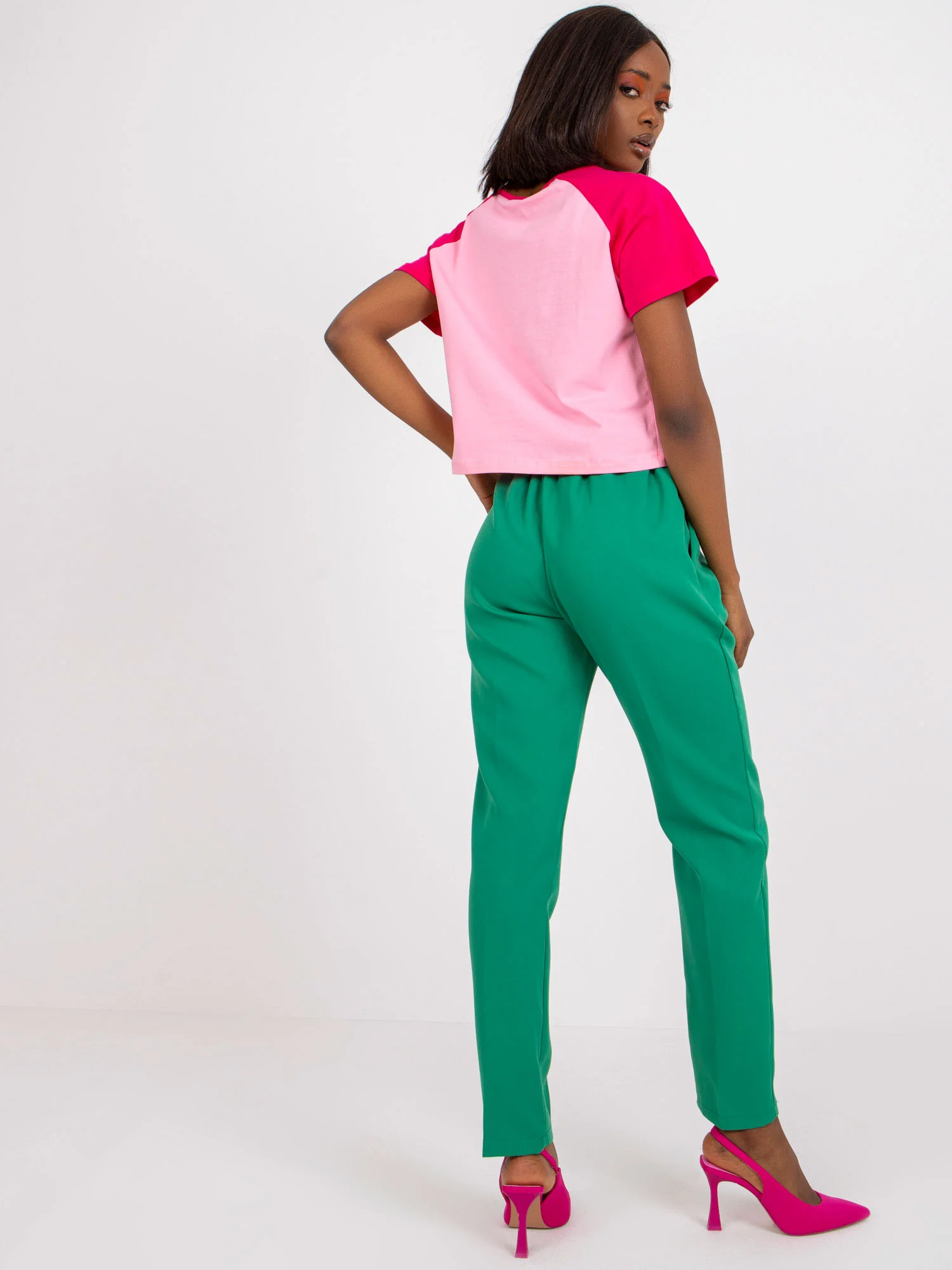 Pantaloni Dama Elegant, Poliester, ITALY MODA, Verde Eleganta Office Marimi Mari - Image 5