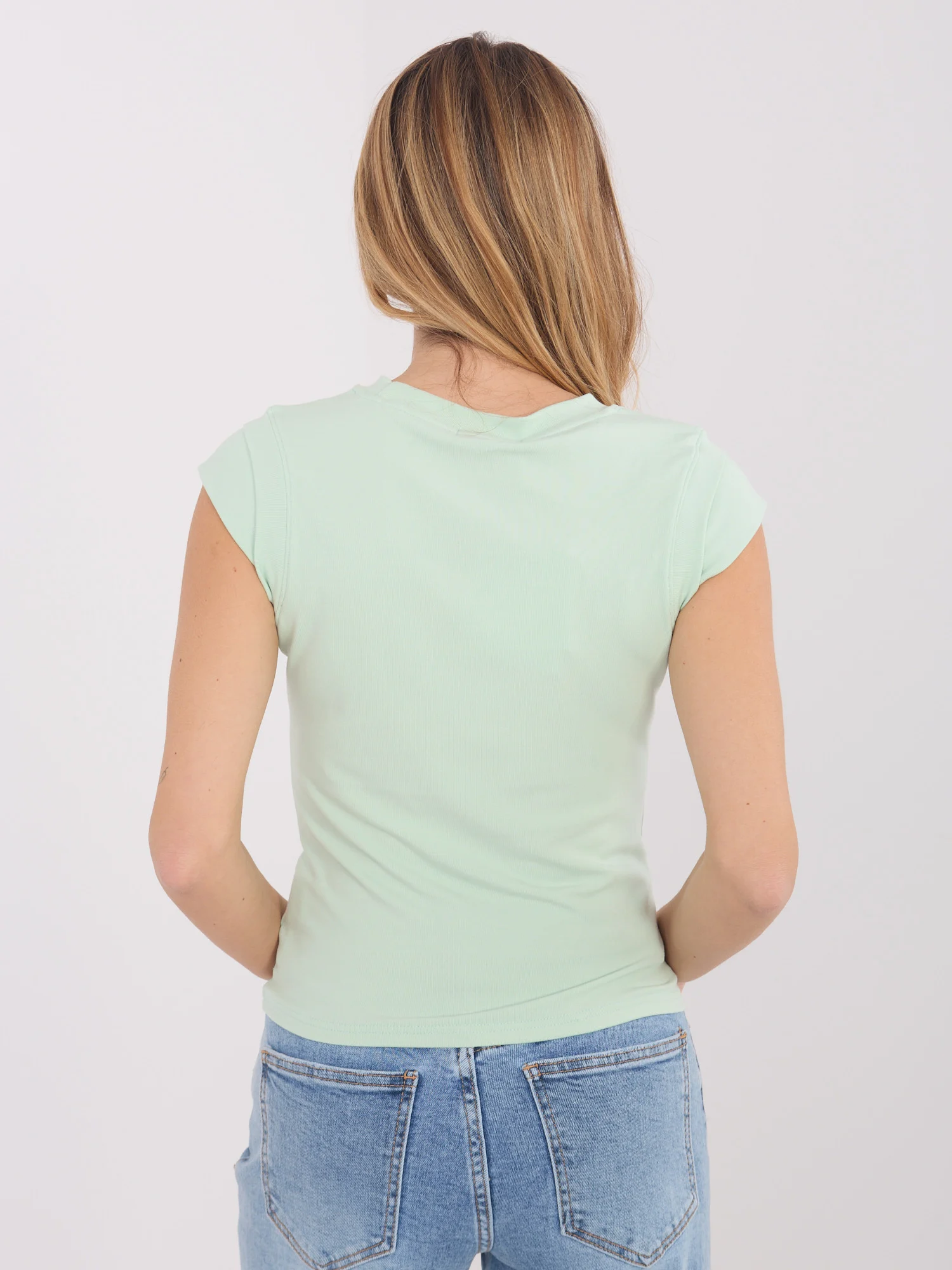 Bluza Dama Mini, Decolteu rotund, Sheep, Verde Casual - imagine 3
