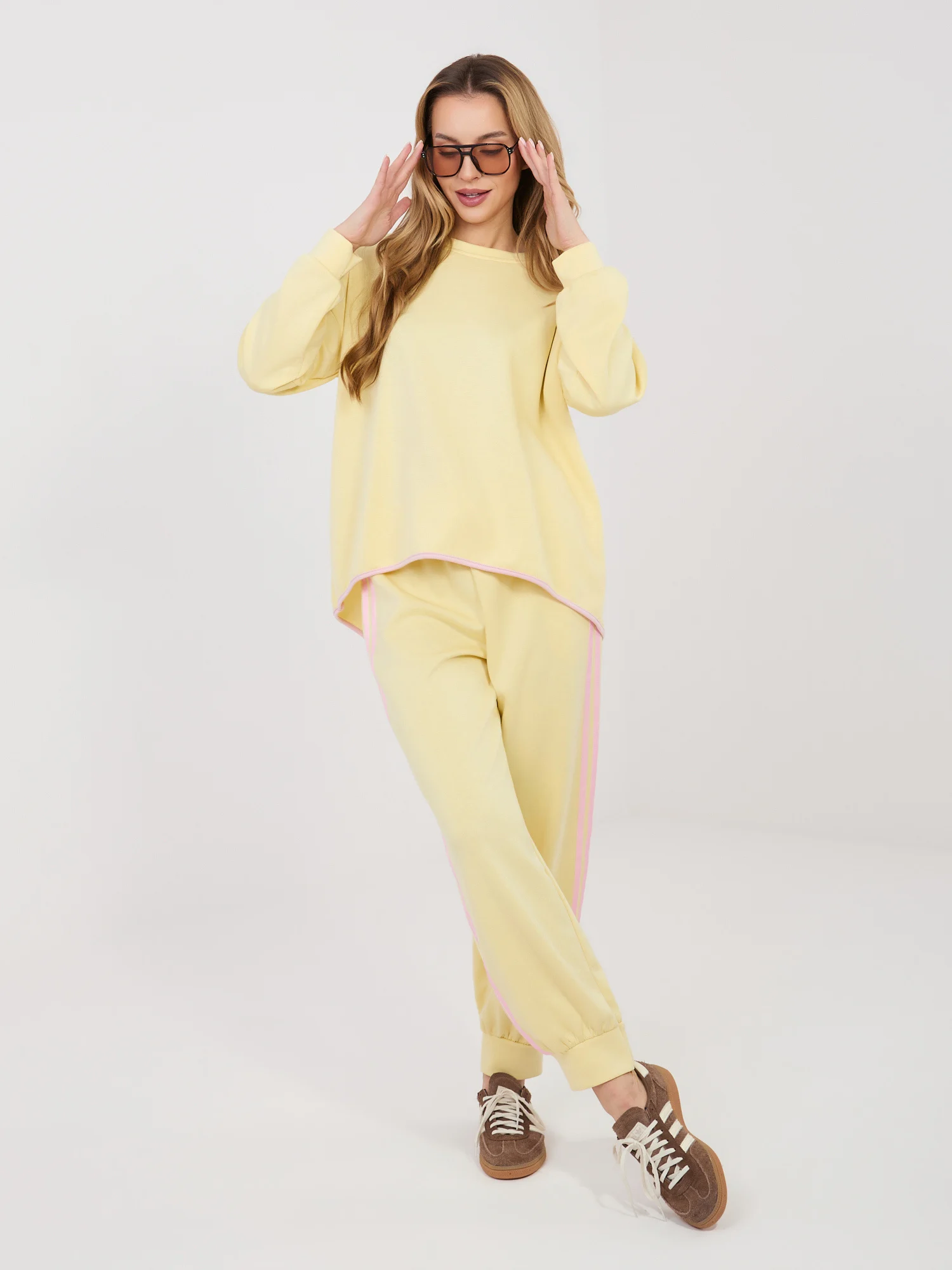 Hanorac Dama Maneca lunga, Decolteu rotund, RUE PARIS, Galben Casual - imagine 3
