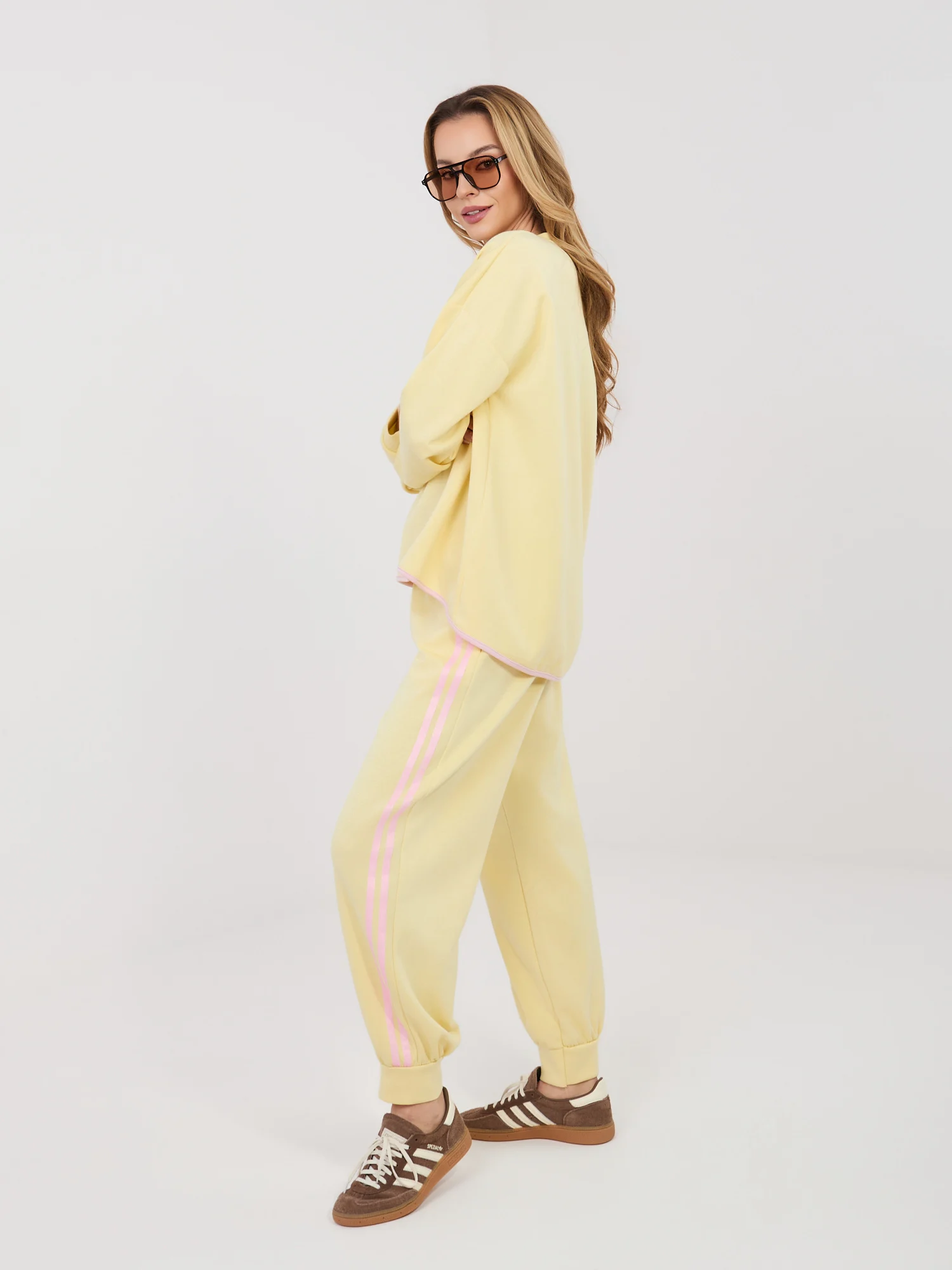 Hanorac Dama Maneca lunga, Decolteu rotund, RUE PARIS, Galben Casual - imagine 4
