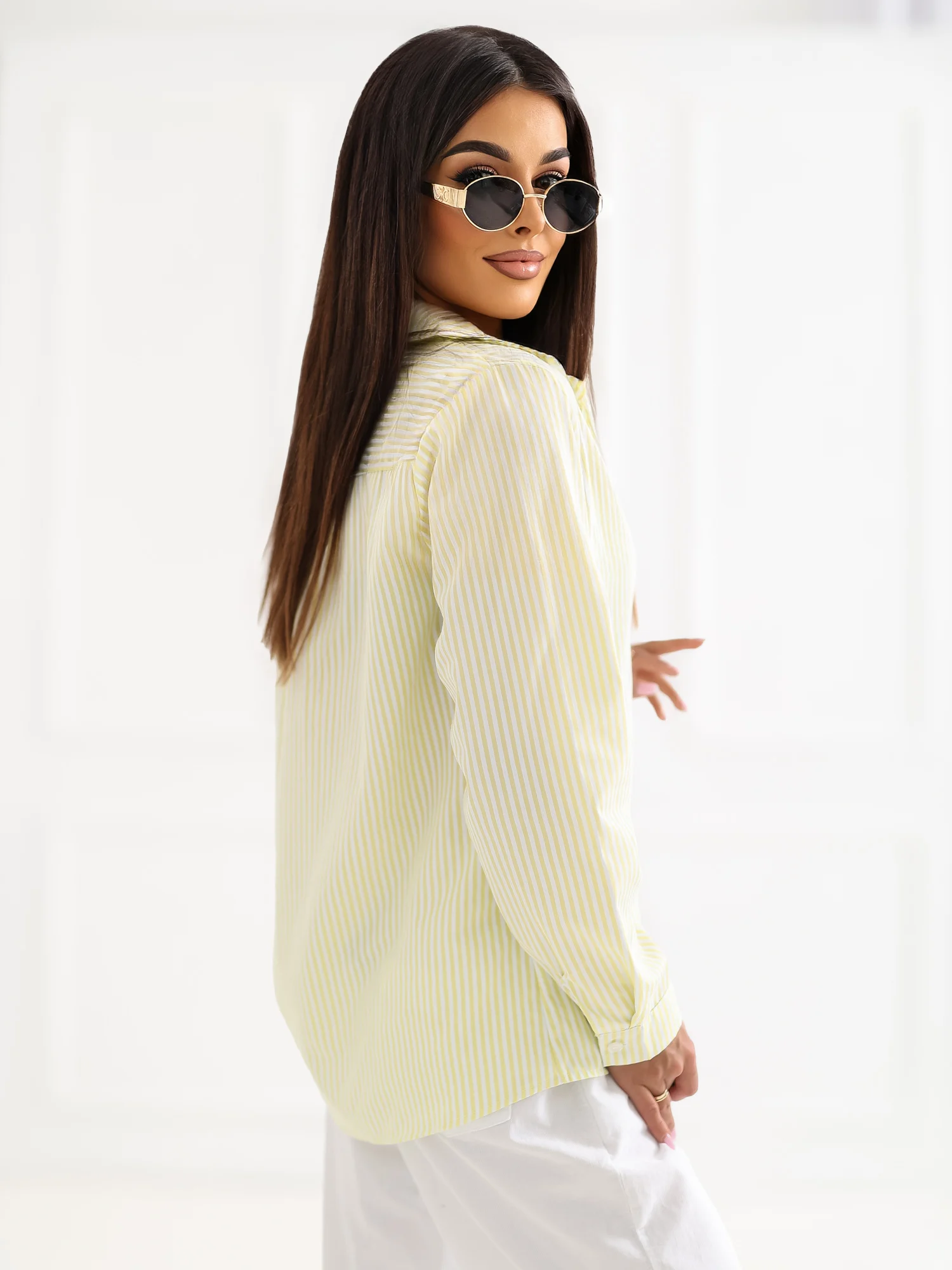 Camasa Dama Maneca lunga, Dungi, Maya, Galben Eleganta Office - imagine 3