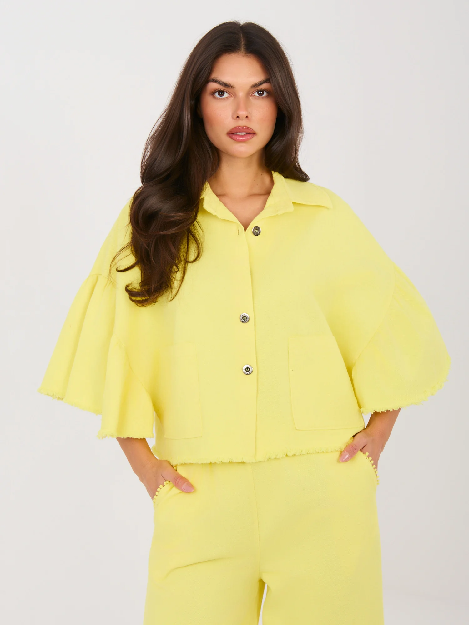 Jacheta Dama Mini, Guler inalt, RUE PARIS, Galben de Vara - Image 2