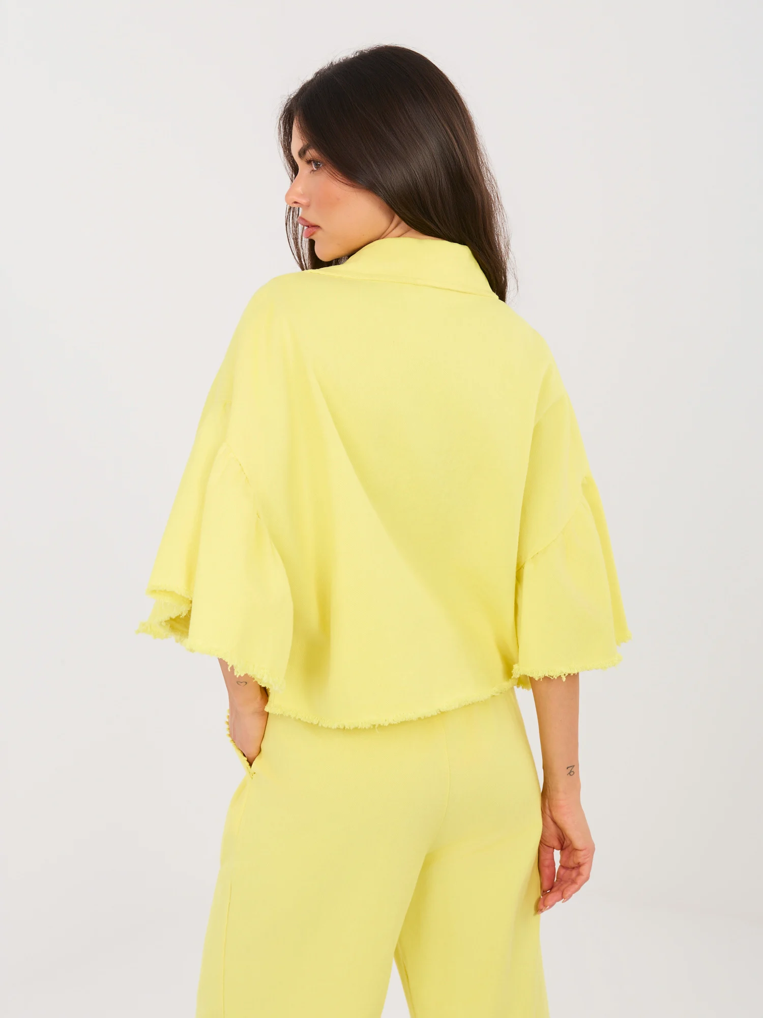 Jacheta Dama Mini, Guler inalt, RUE PARIS, Galben de Vara - Image 6