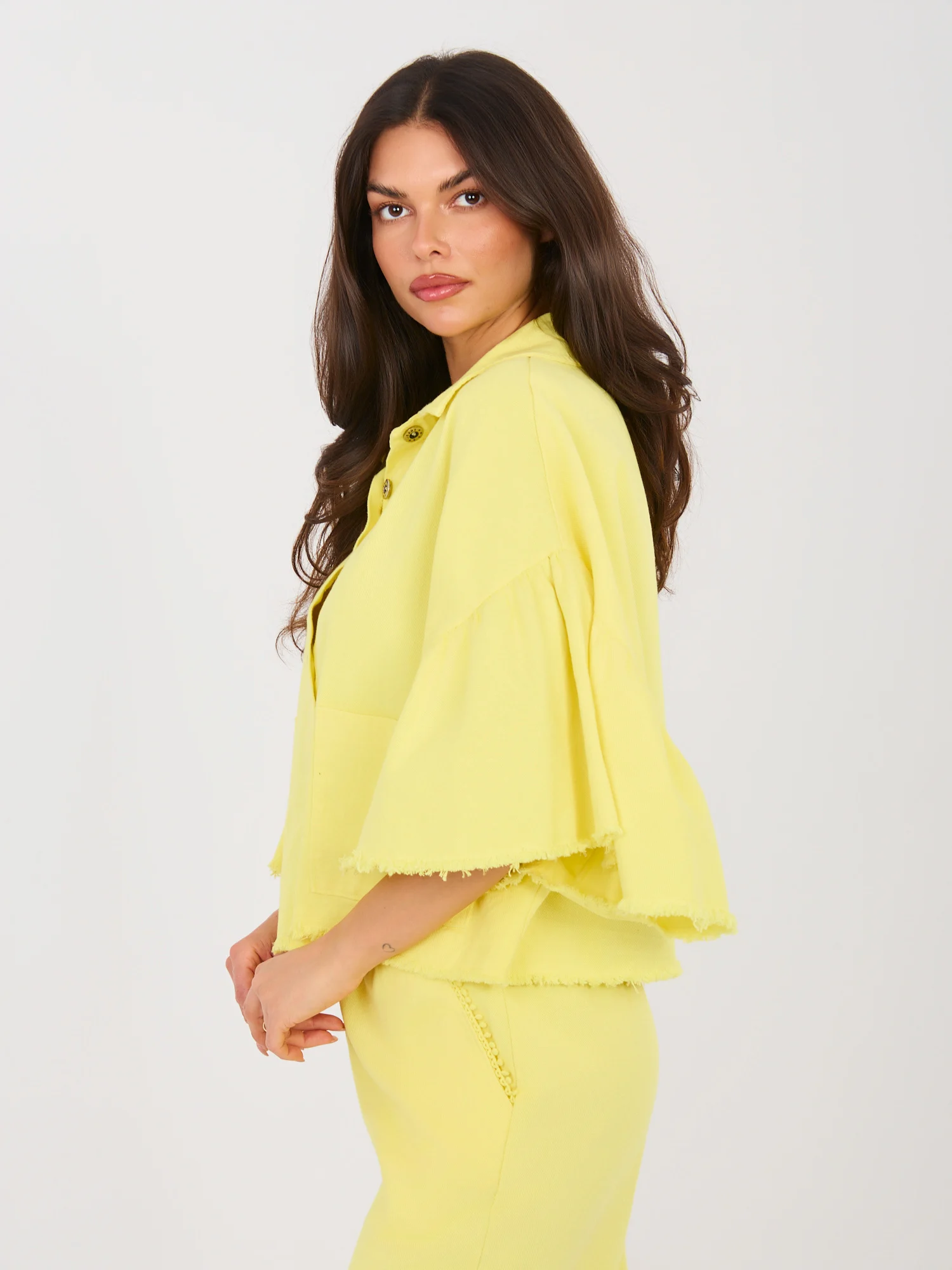 Jacheta Dama Mini, Guler inalt, RUE PARIS, Galben de Vara - Image 3