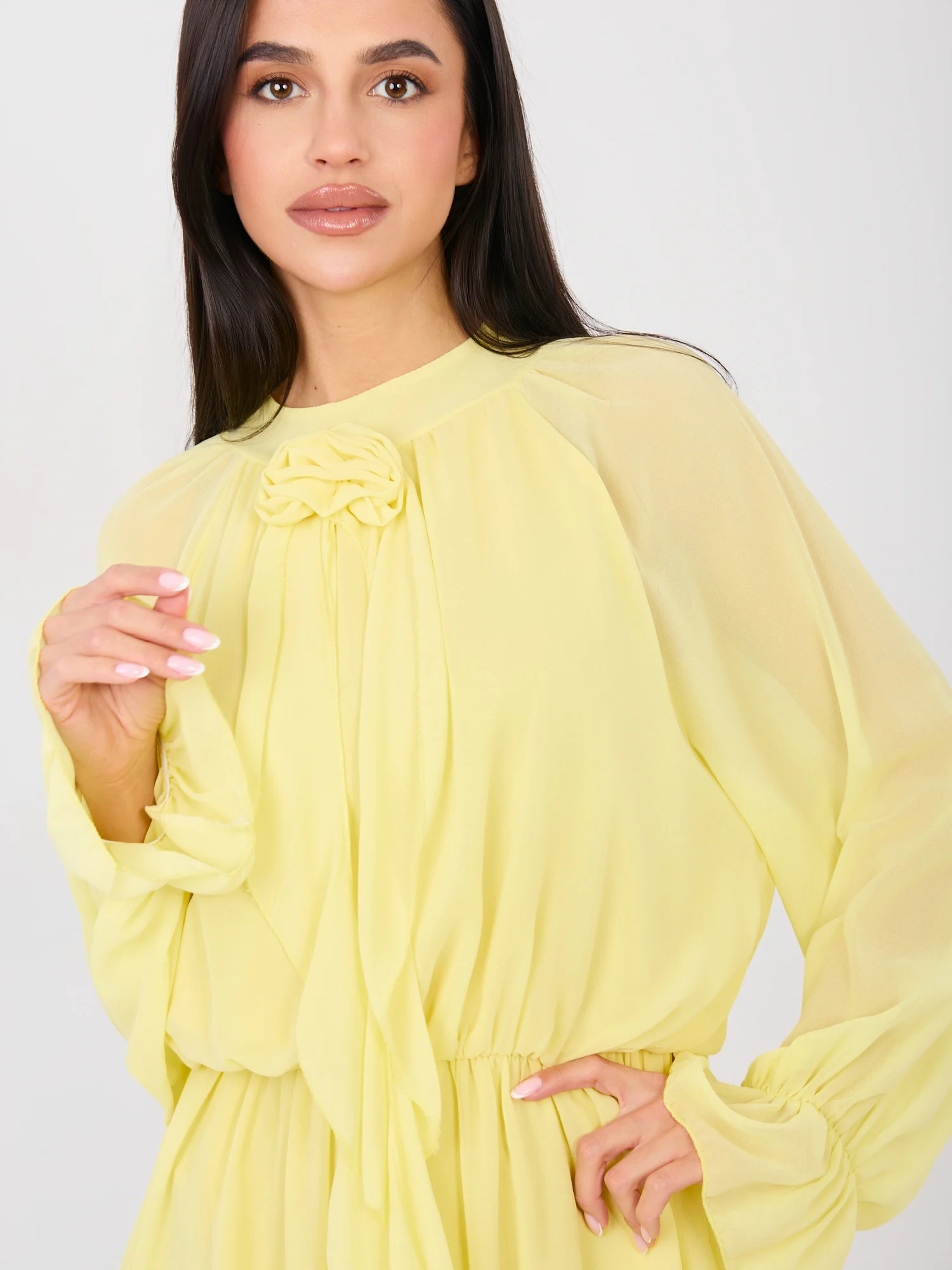 Rochie Dama Maxi, Lejera, RUE PARIS, Galben de Petrecere - imagine 3