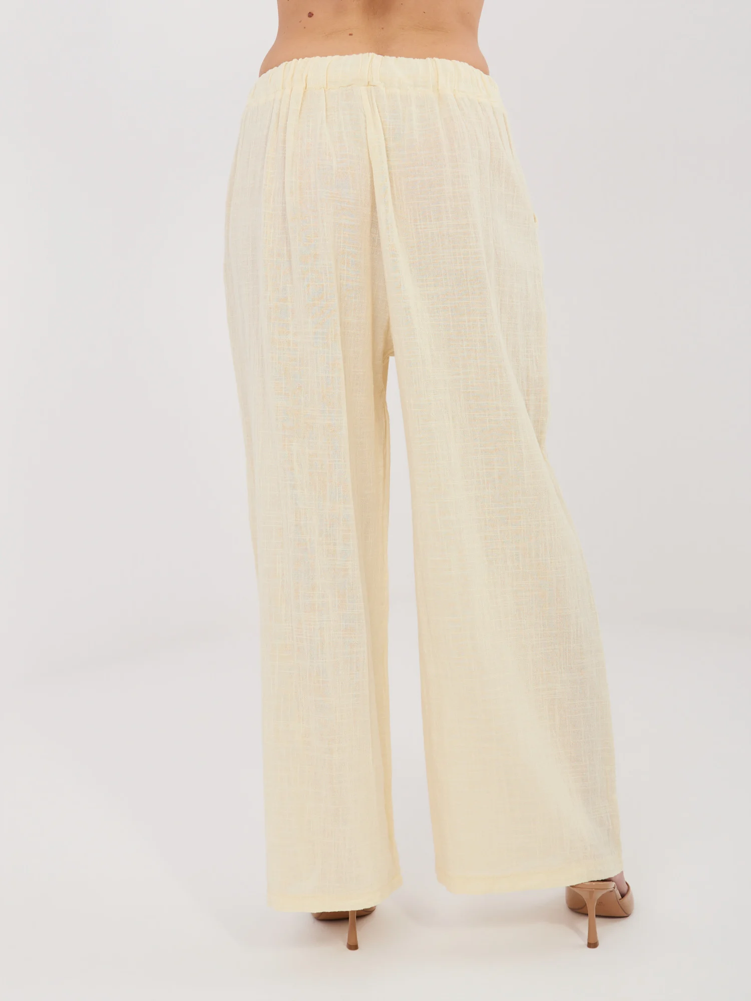 Pantaloni Dama Larga, Guler inalt, ITALY MODA, Galben - imagine 4