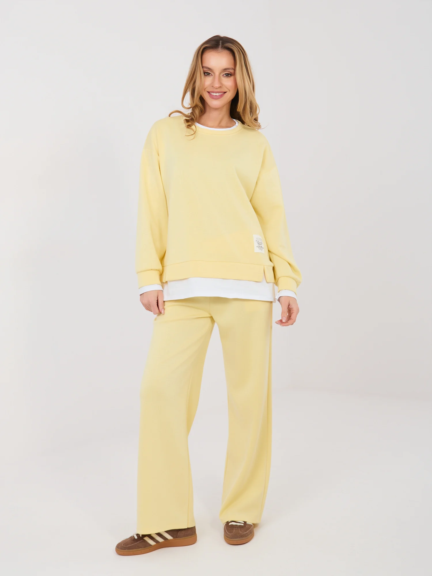 Pantaloni Trening Dama Lunga, Croiala dreapta, RUE PARIS, Galben Casual - imagine 6