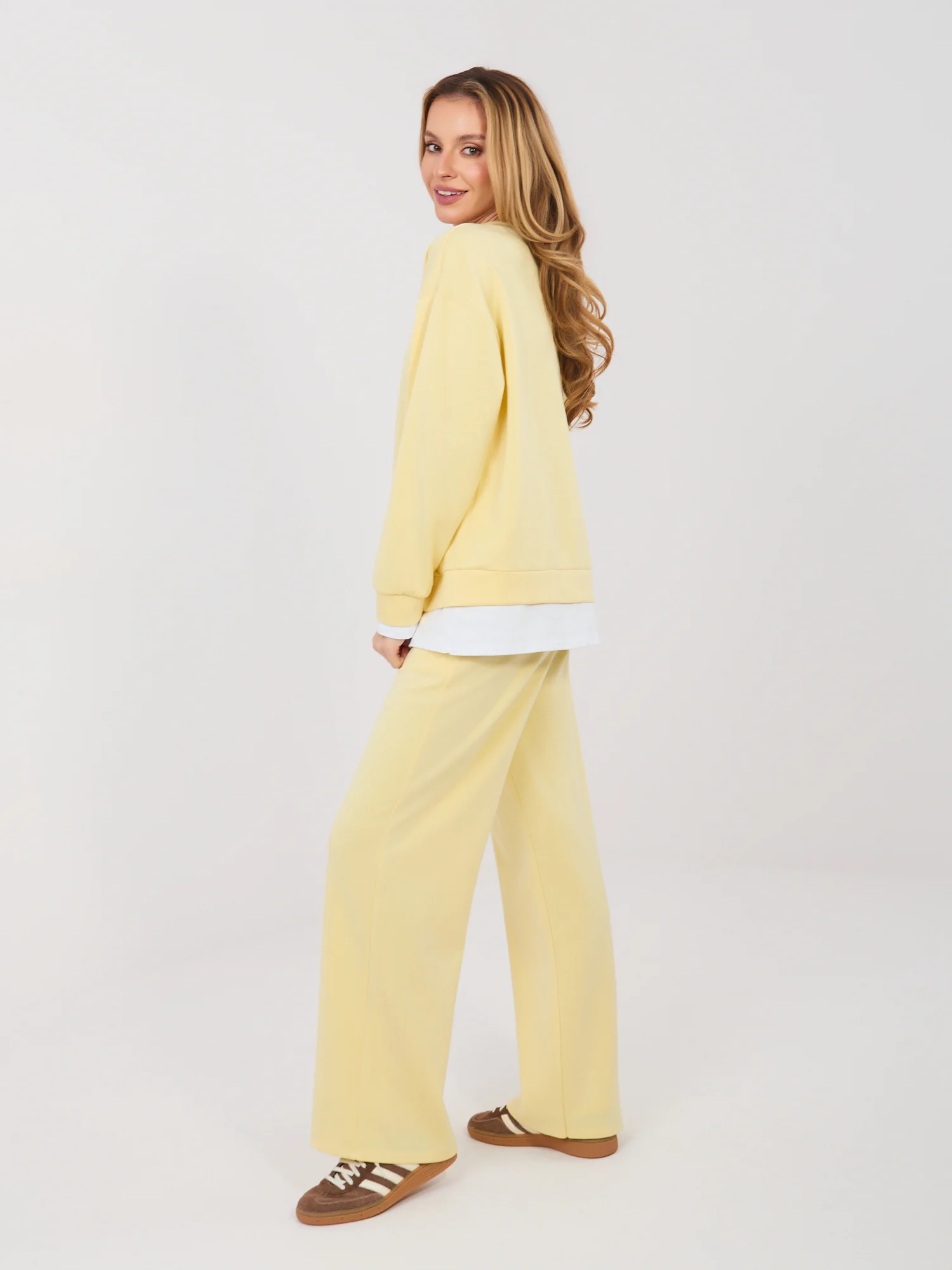 Pantaloni Trening Dama Lunga, Croiala dreapta, RUE PARIS, Galben Casual - imagine 2