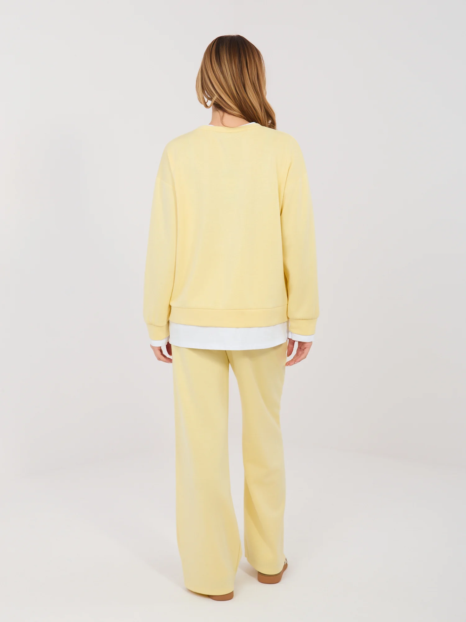 Pantaloni Trening Dama Lunga, Croiala dreapta, RUE PARIS, Galben Casual - imagine 4