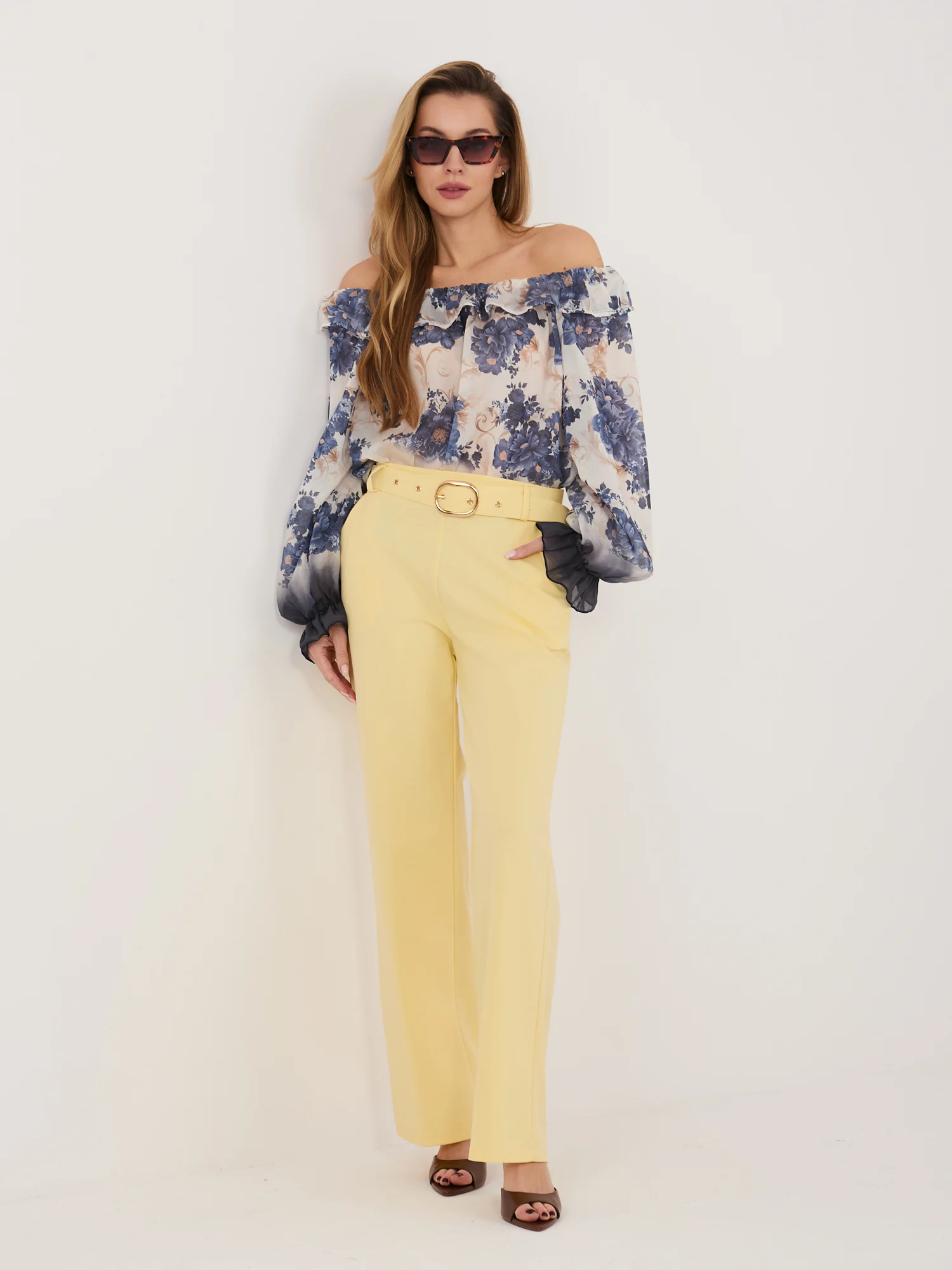 Pantaloni Dama Lunga, Croiala dreapta, RUE PARIS, Galben - imagine 4