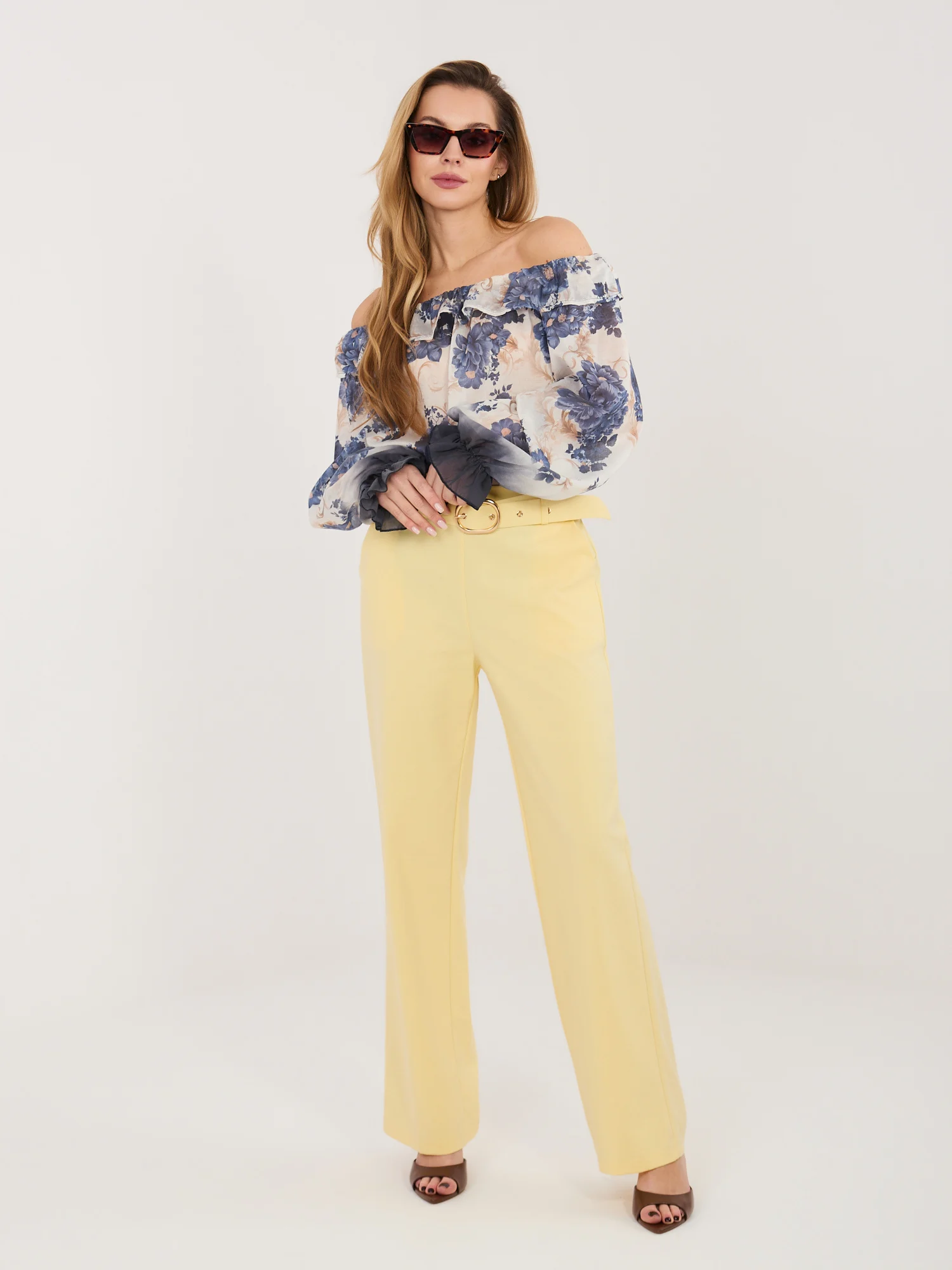 Pantaloni Dama Lunga, Croiala dreapta, RUE PARIS, Galben - imagine 3