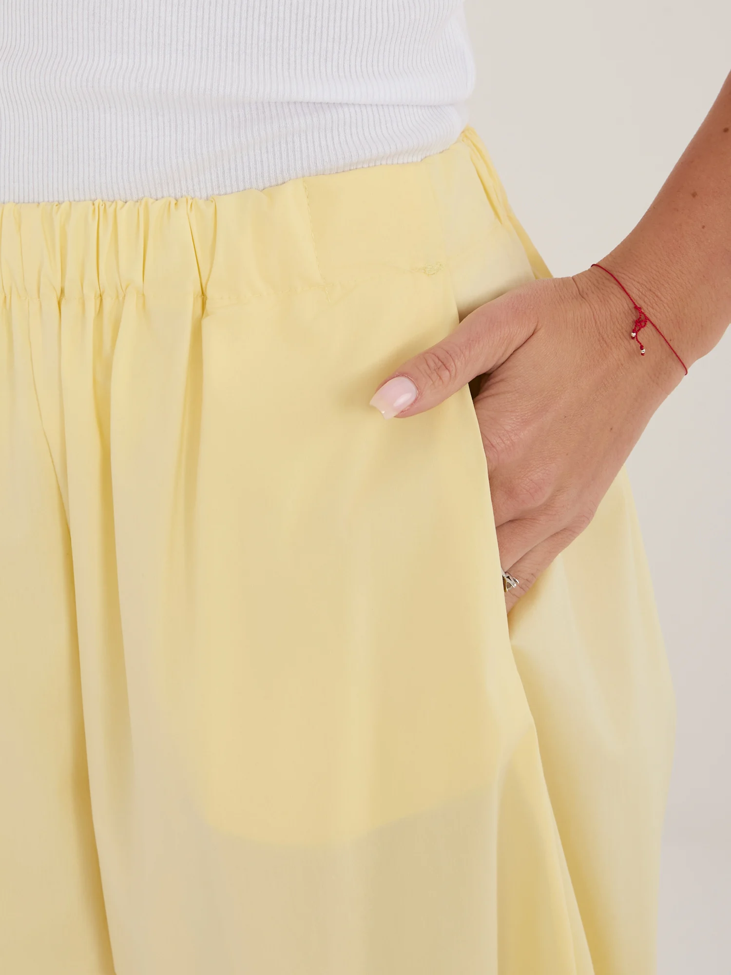 Pantaloni Dama 7/8, Mansete elastice, RUE PARIS, Galben Casual - imagine 2