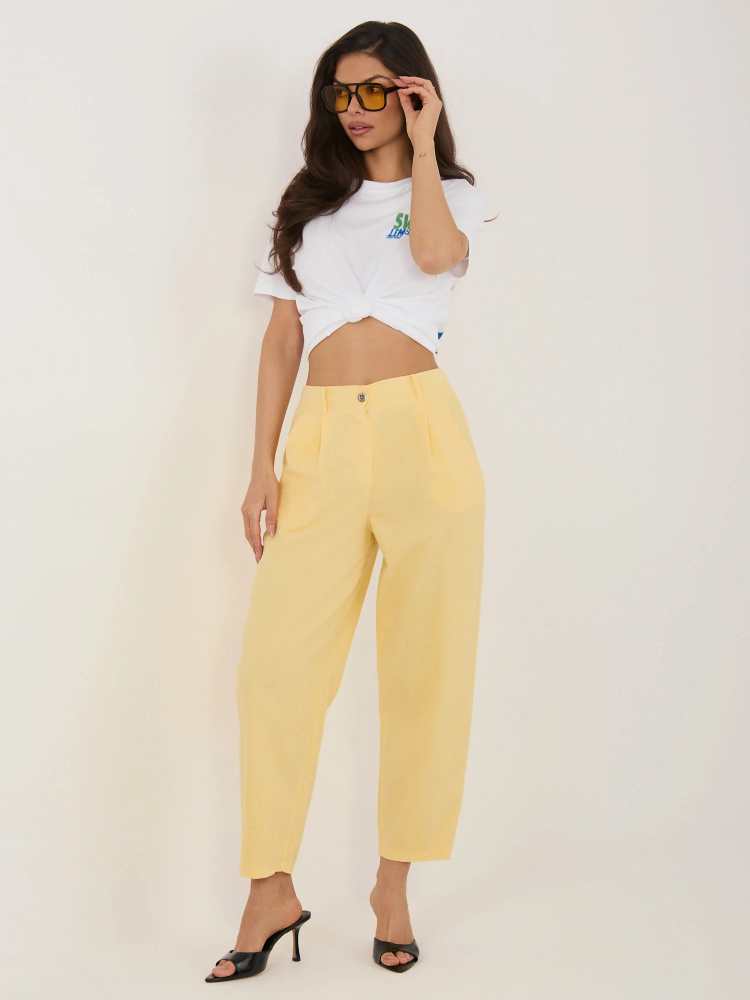 Pantaloni Dama 7/8, Conica, RUE PARIS, Galben - imagine 3