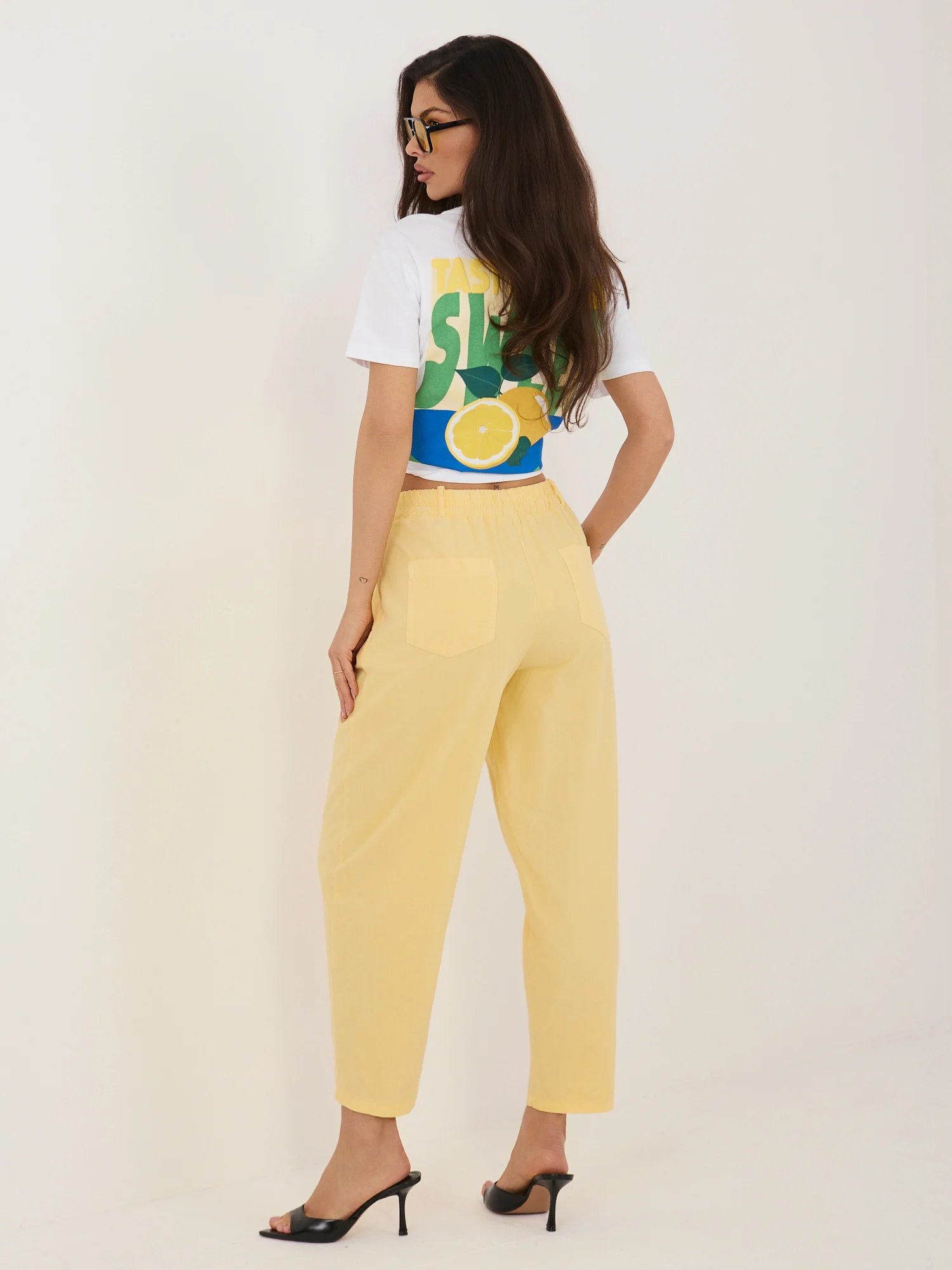 Pantaloni Dama 7/8, Conica, RUE PARIS, Galben - imagine 5