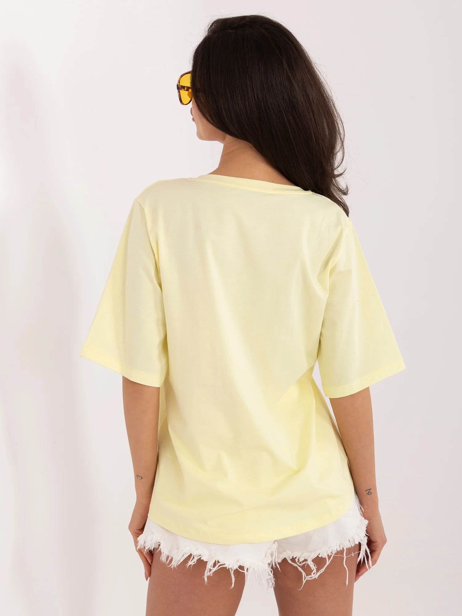 Tricou Dama Mini, Decolteu in V, RUE PARIS, Galben - imagine 5