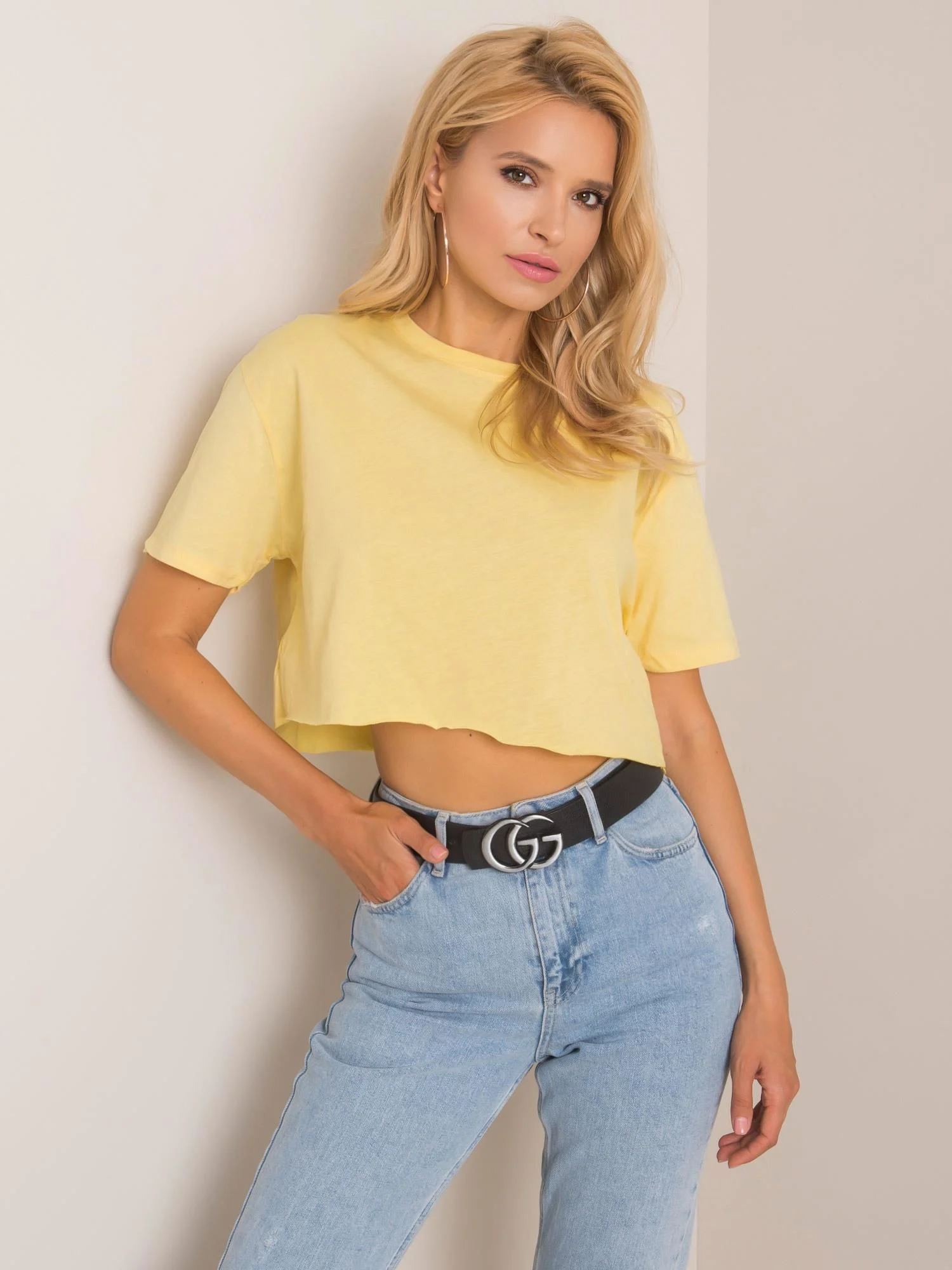 Tricou Dama Mini, Decolteu rotund, RUE PARIS, Galben - imagine 3