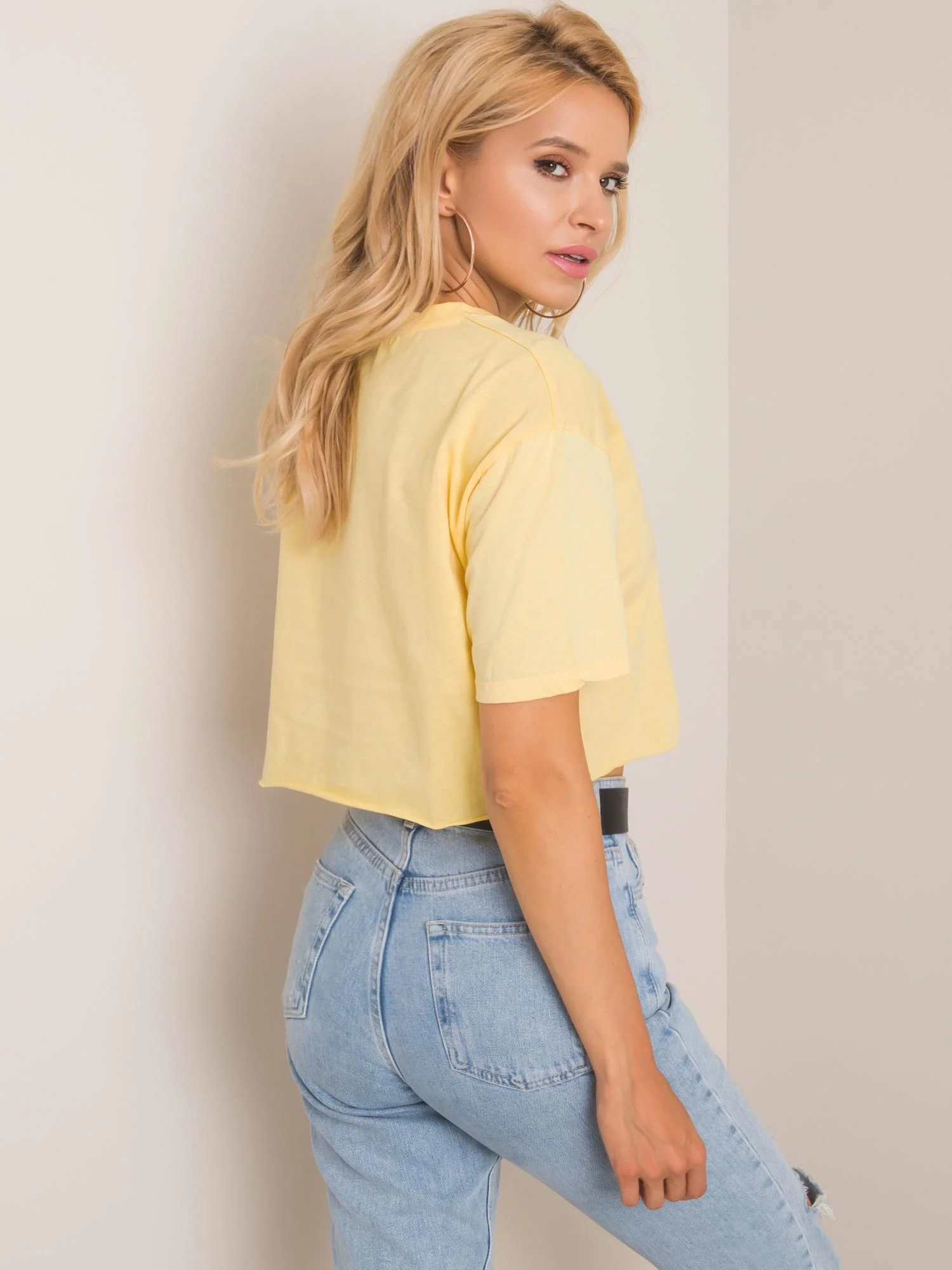 Tricou Dama Mini, Decolteu rotund, RUE PARIS, Galben - imagine 2