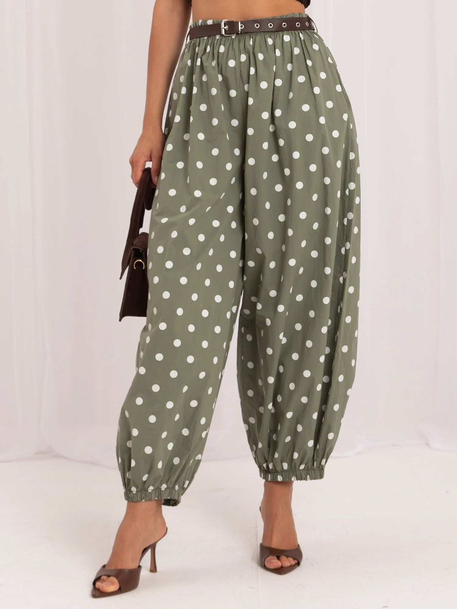 Pantaloni Dama 7/8, Buline, ITALY MODA, Khaki - imagine 5