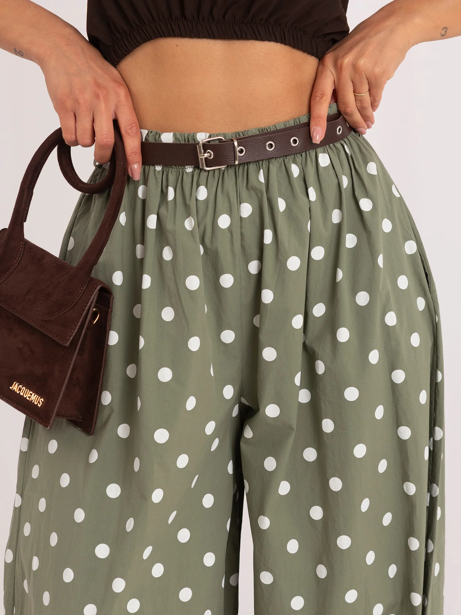 Pantaloni Dama 7/8, Buline, ITALY MODA, Khaki - imagine 6