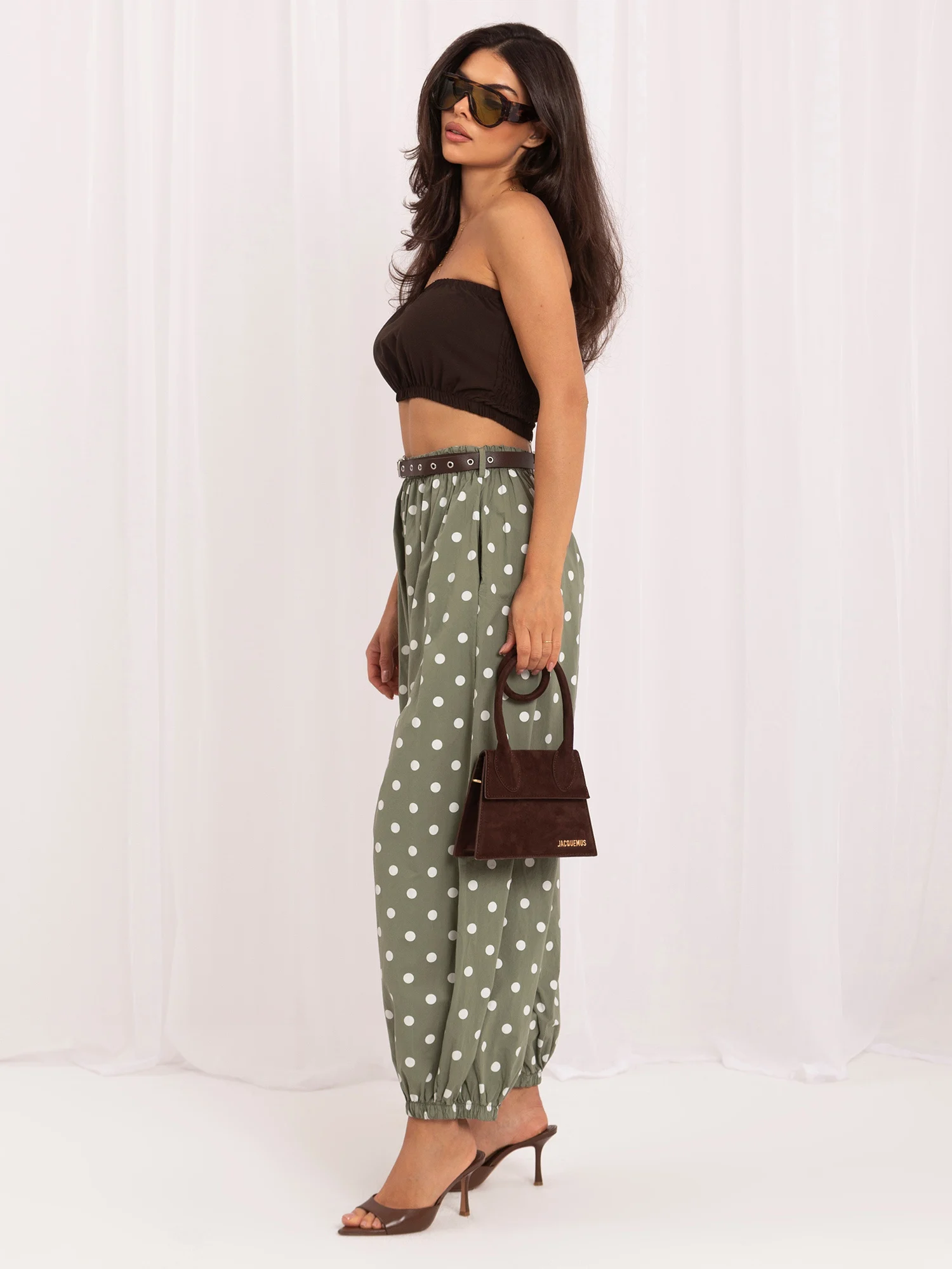 Pantaloni Dama 7/8, Buline, ITALY MODA, Khaki - imagine 4