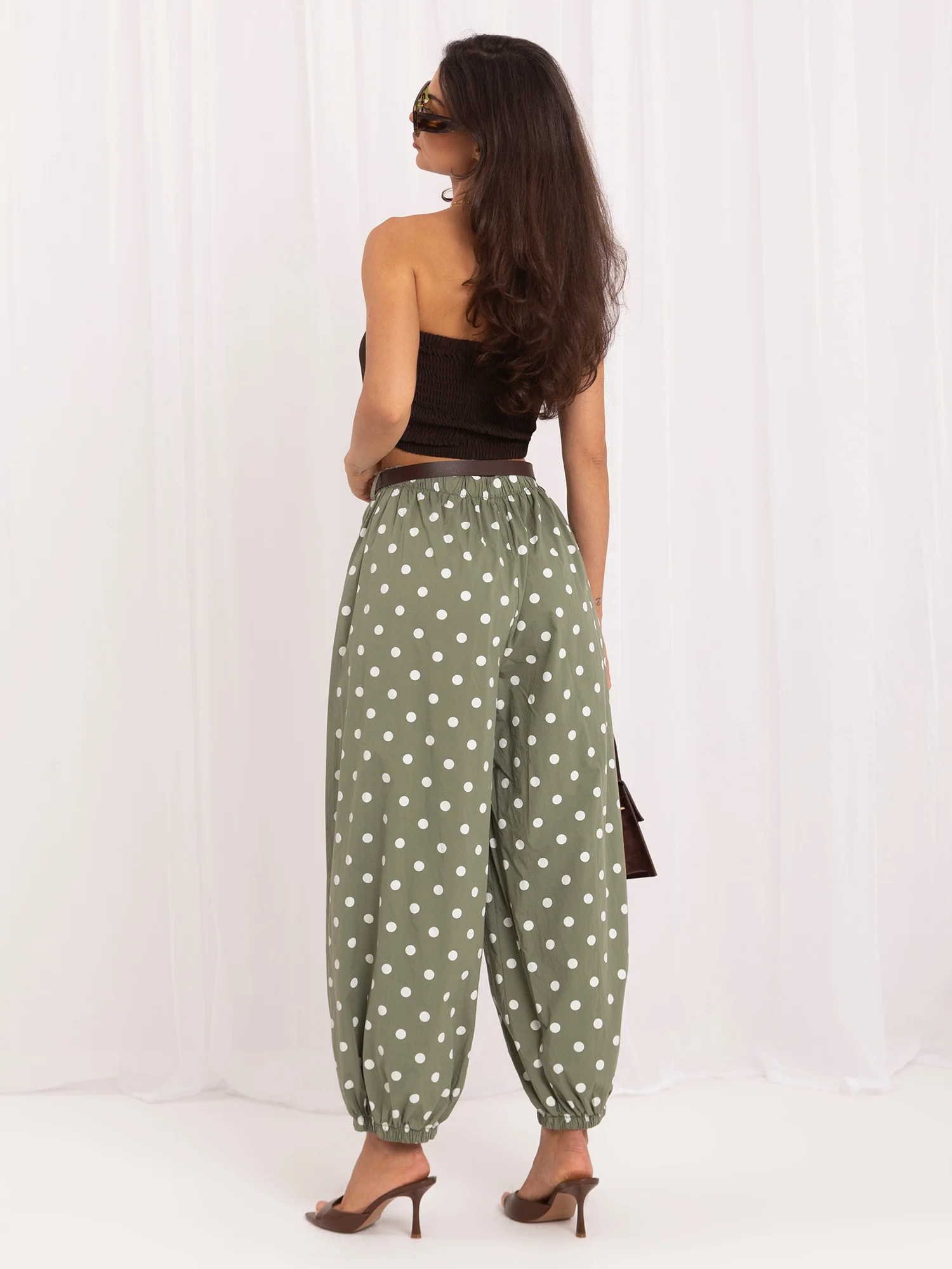Pantaloni Dama 7/8, Buline, ITALY MODA, Khaki - imagine 3