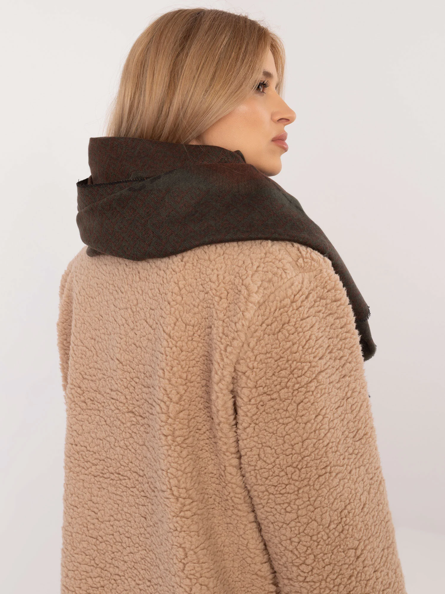 Bandana Dama Geometric, Viscoza, Fashion Hunters, Khaki - imagine 3