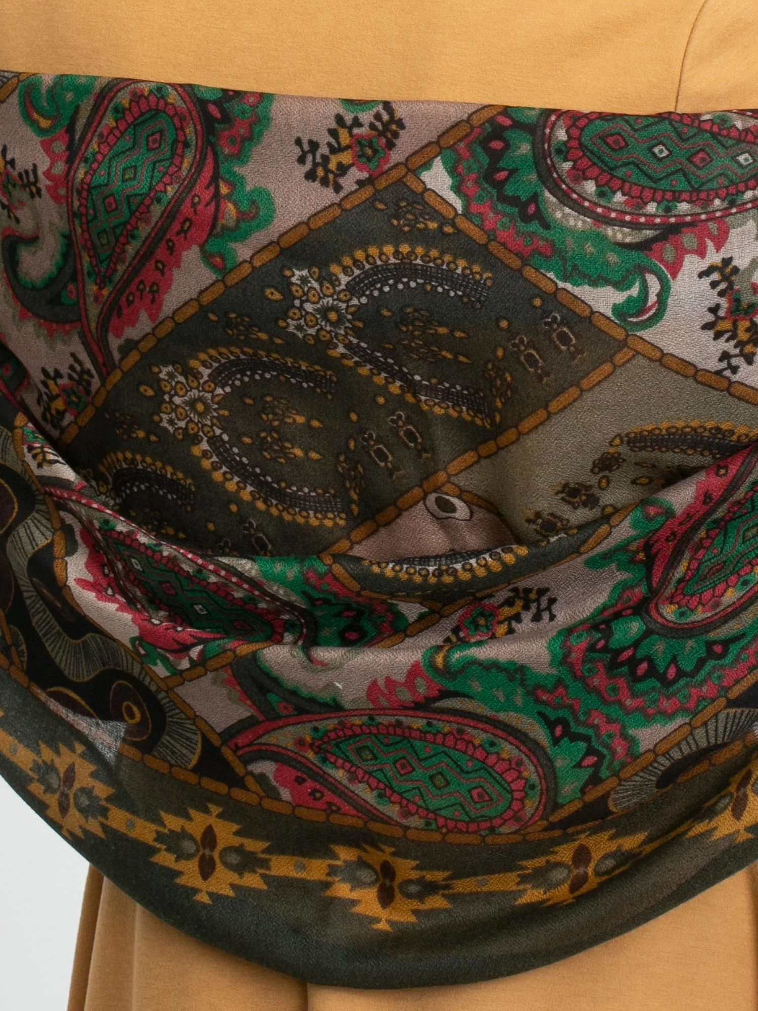 Bandana Dama Imprimat, Viscoza, Fashion Hunters, Khaki - imagine 2