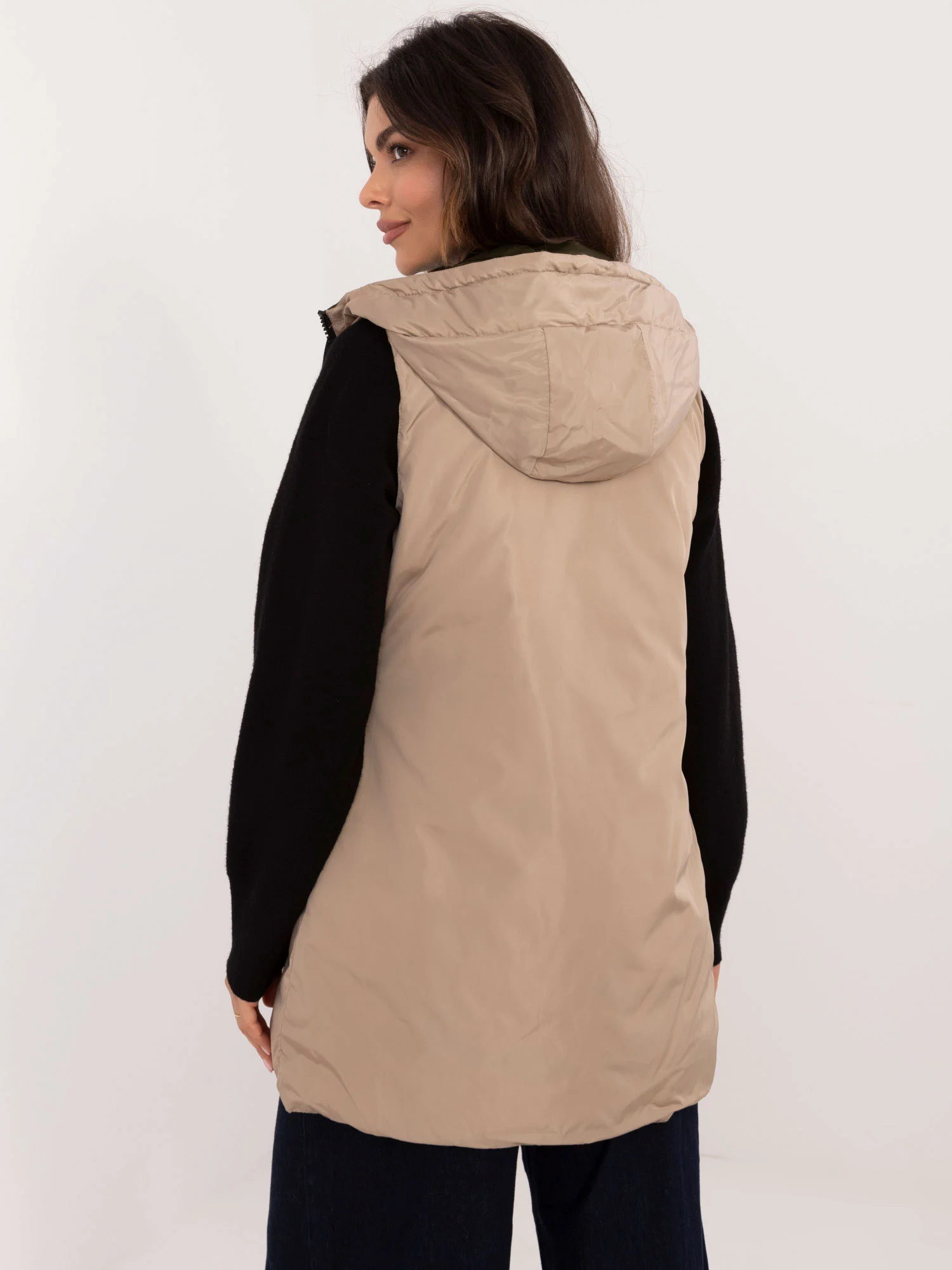 Vesta Dama Fara maneci, Guler inalt, SKORP, Khaki Eleganta Office Marimi Mari - imagine 7