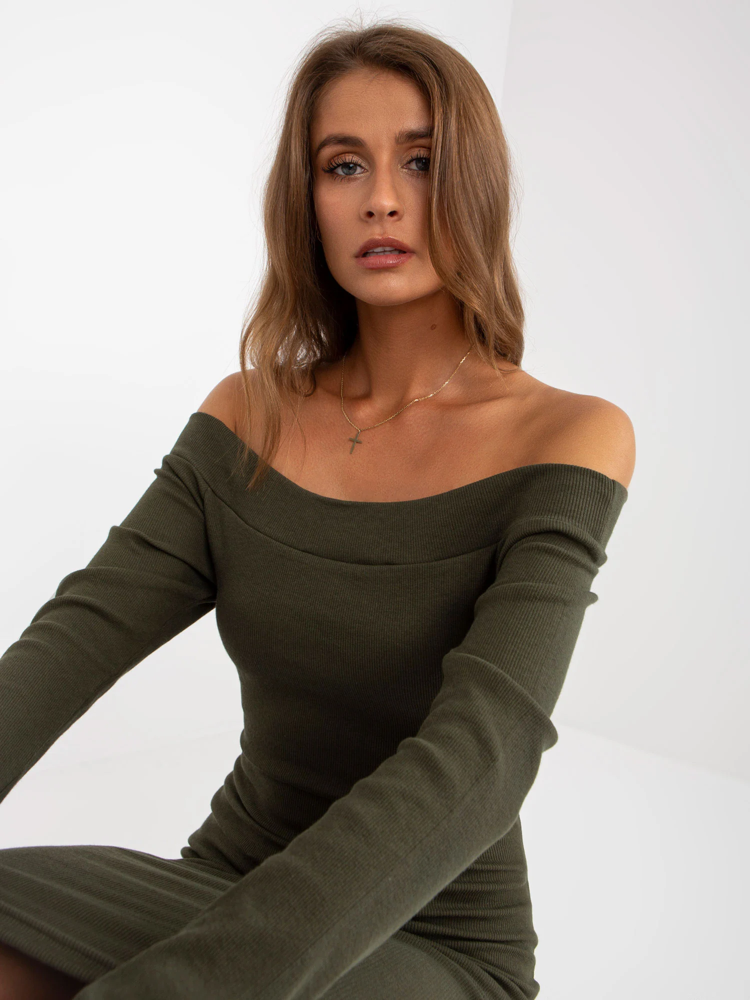 Rochie Dama Maxi, Dungi, City Donna, Khaki Eleganta - Image 5