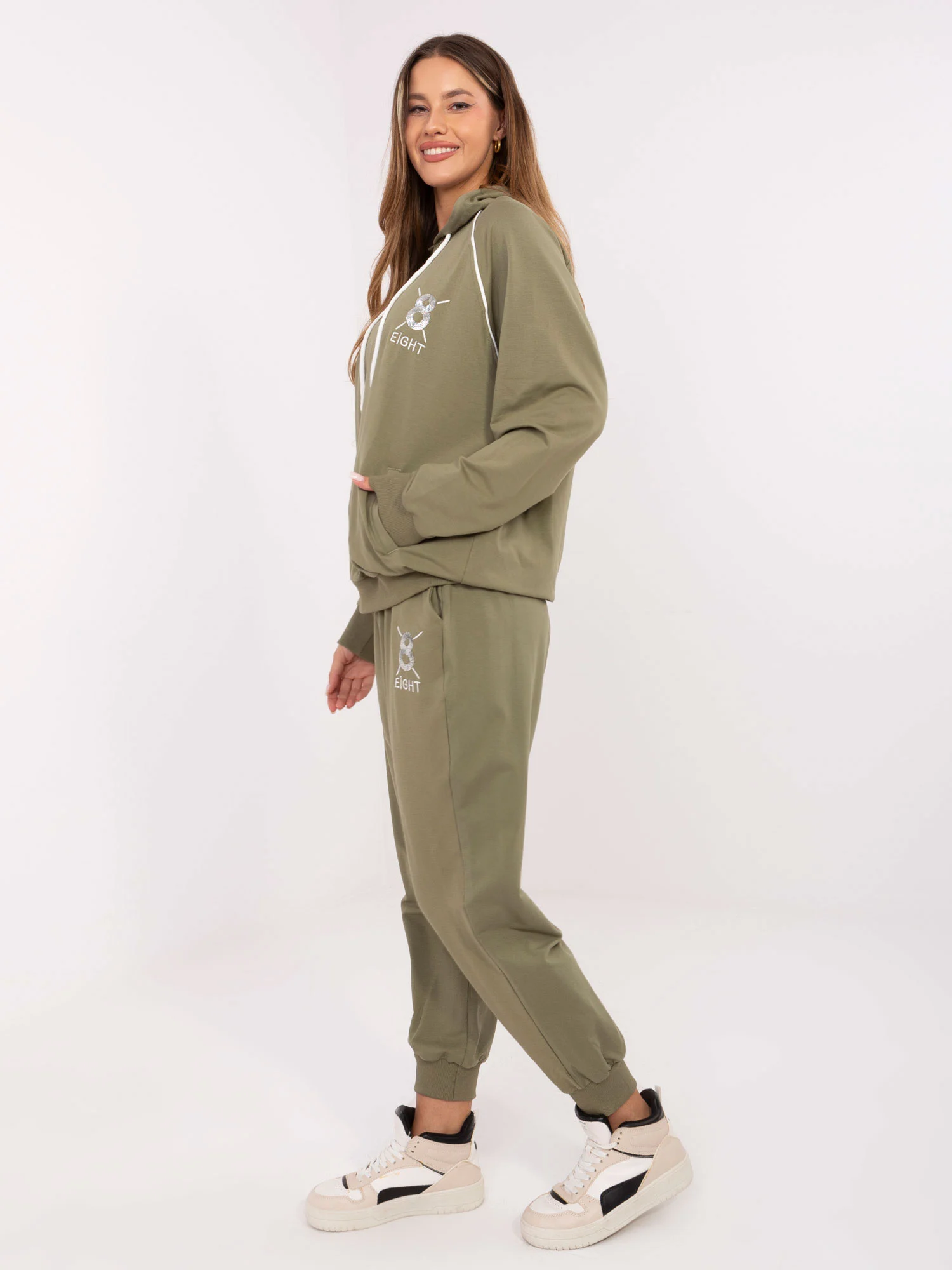 Compleu Dama Maneca lunga, Mansete elastice, RELEVANCE, Khaki Casual - imagine 4