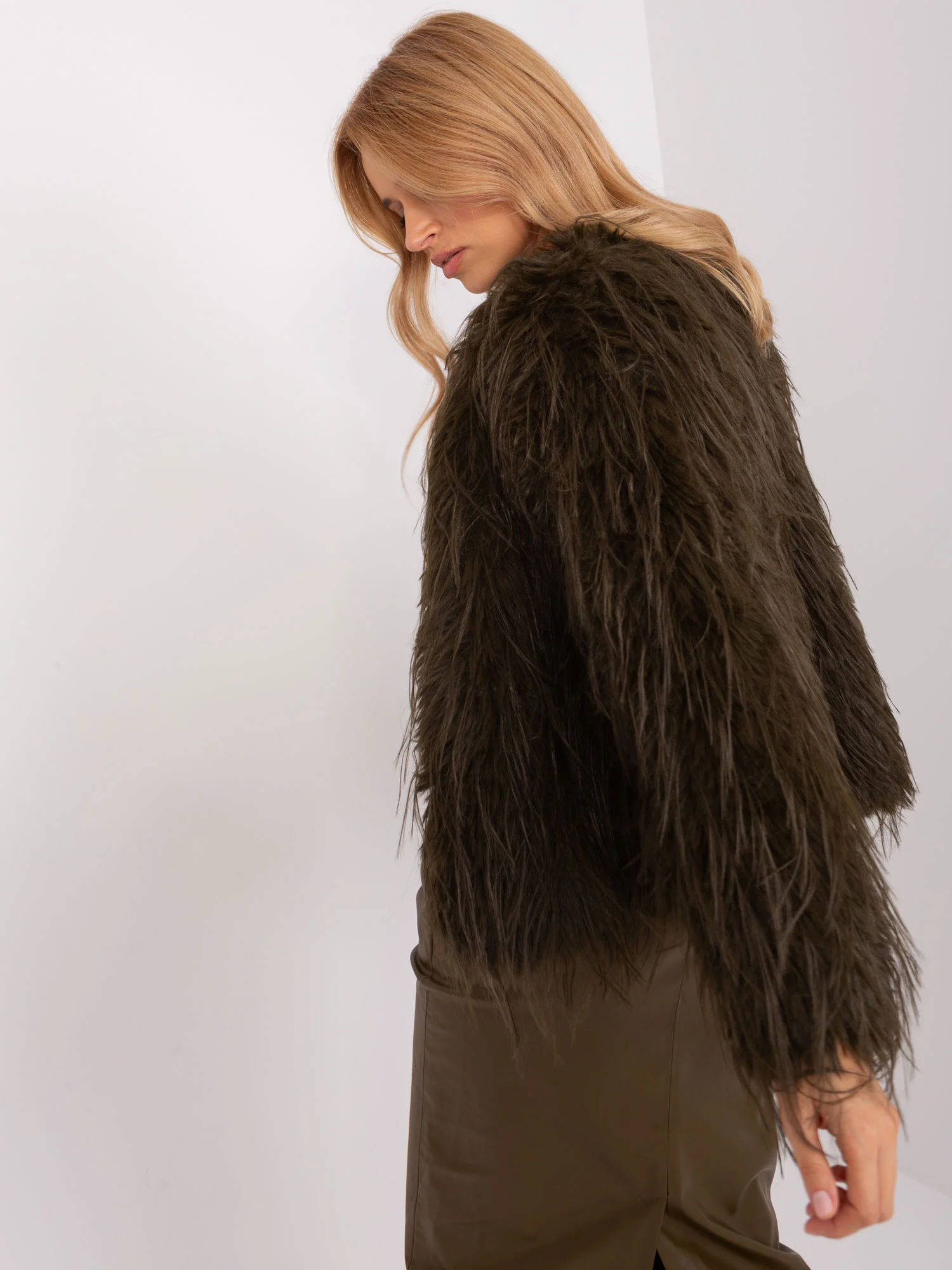 Jacheta Dama Maneca lunga, Elegant, Wool Fashion Italia, Khaki de Petrecere - imagine 7