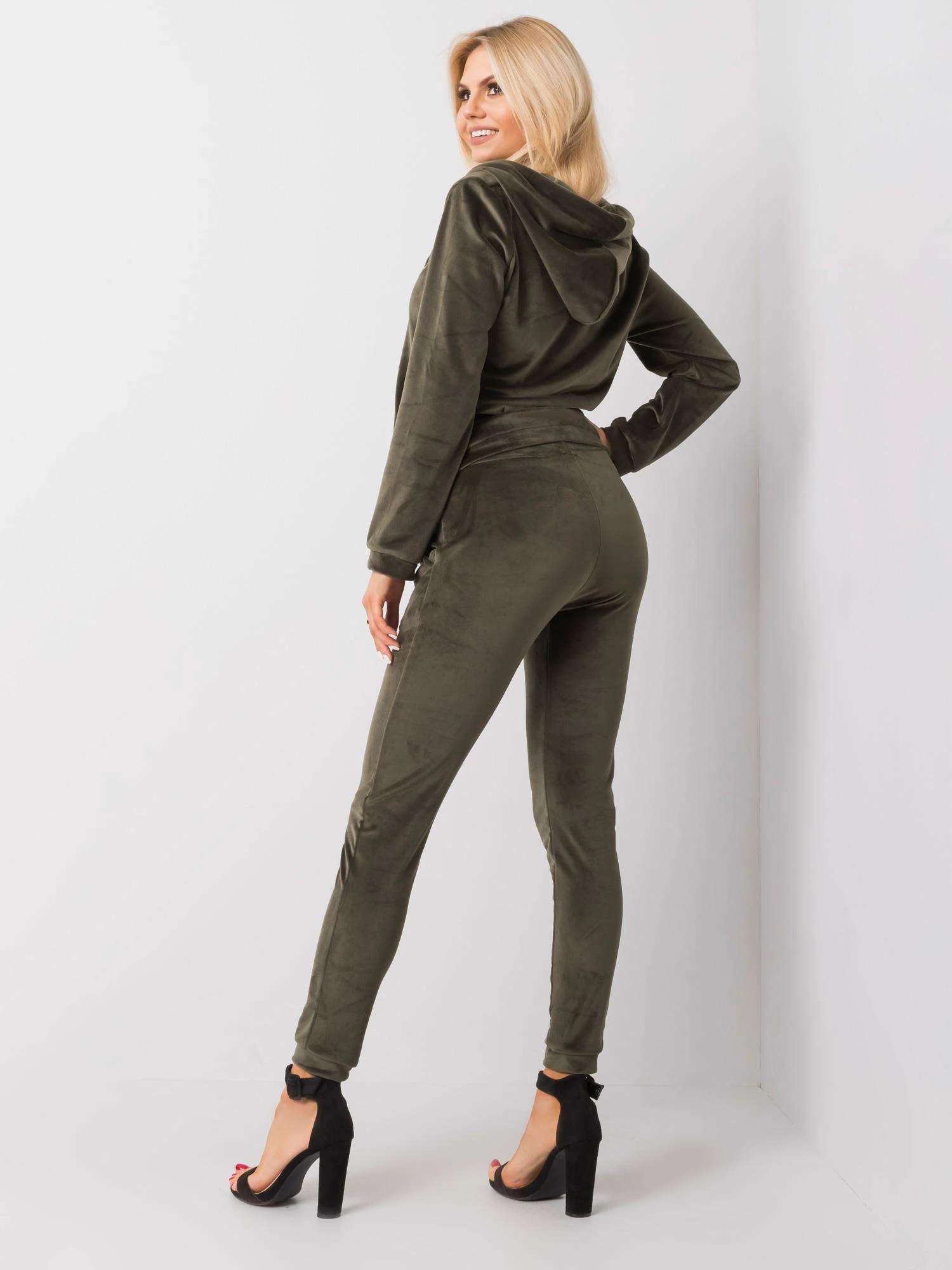 Compleu Dama Maneca lunga, Decolteu rotund, RELEVANCE, Khaki - imagine 4