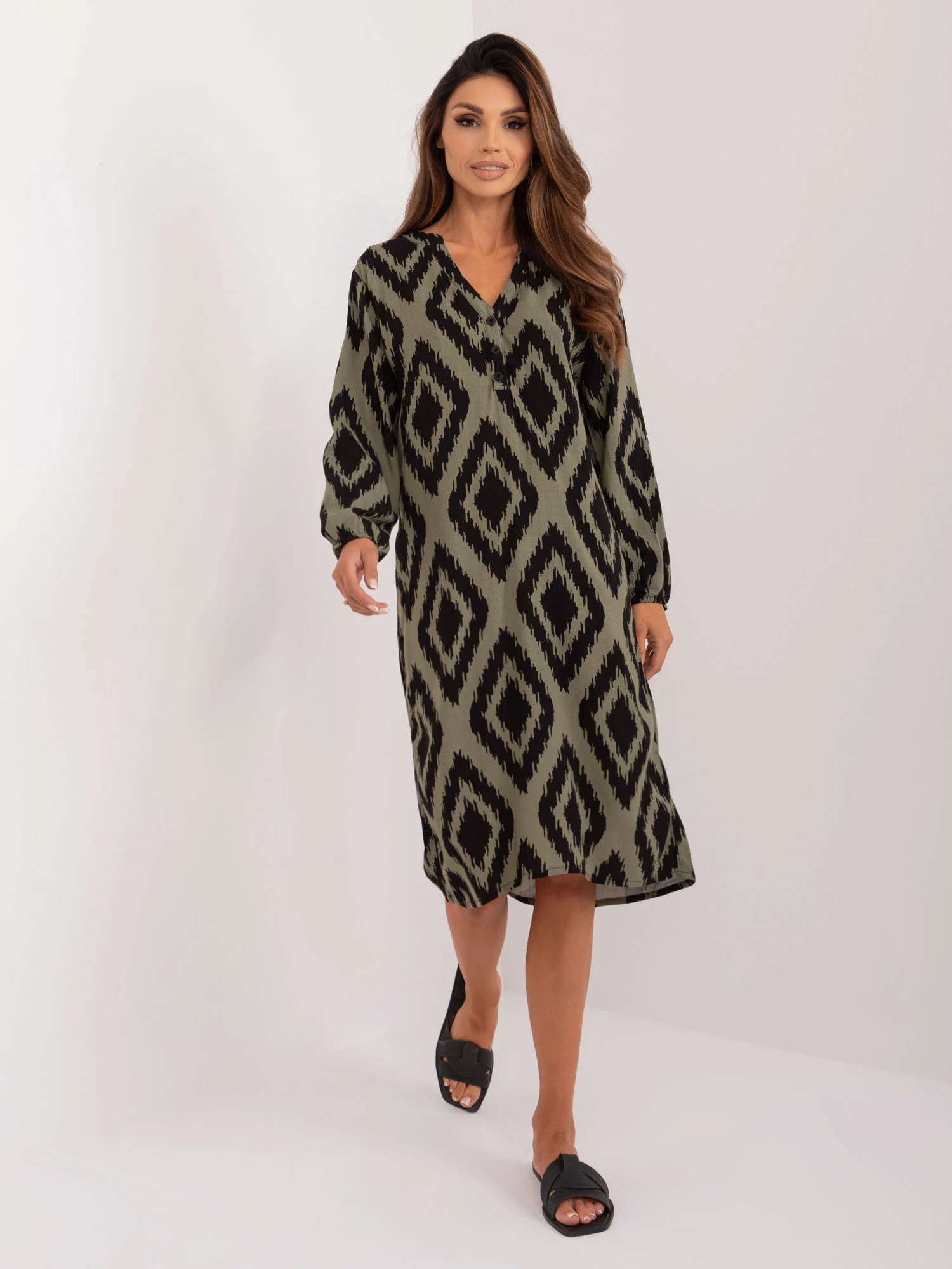 Rochie Dama Midi, Oversize, Sublevel, Khaki de Vara - Image 6