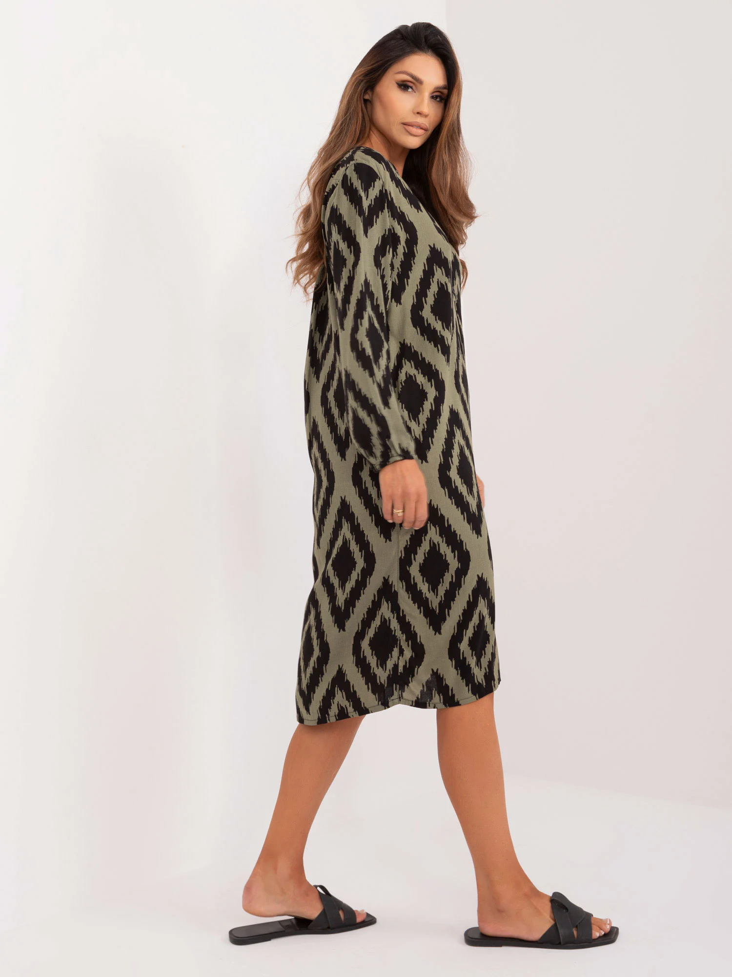 Rochie Dama Midi, Oversize, Sublevel, Khaki de Vara - Image 5