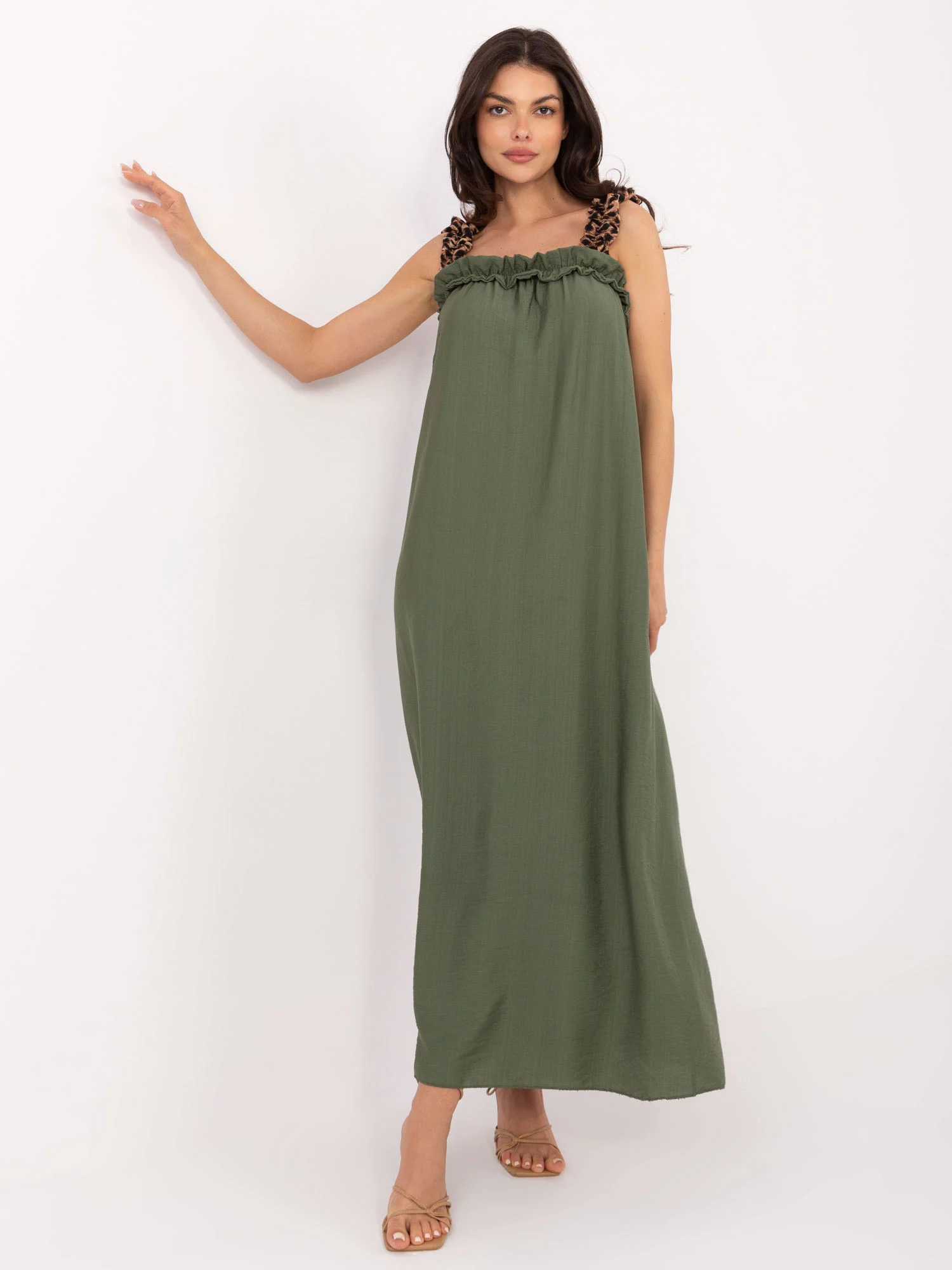 Rochie Dama Maxi, Croiala dreapta, ITALY MODA, Khaki de Vara - Image 2