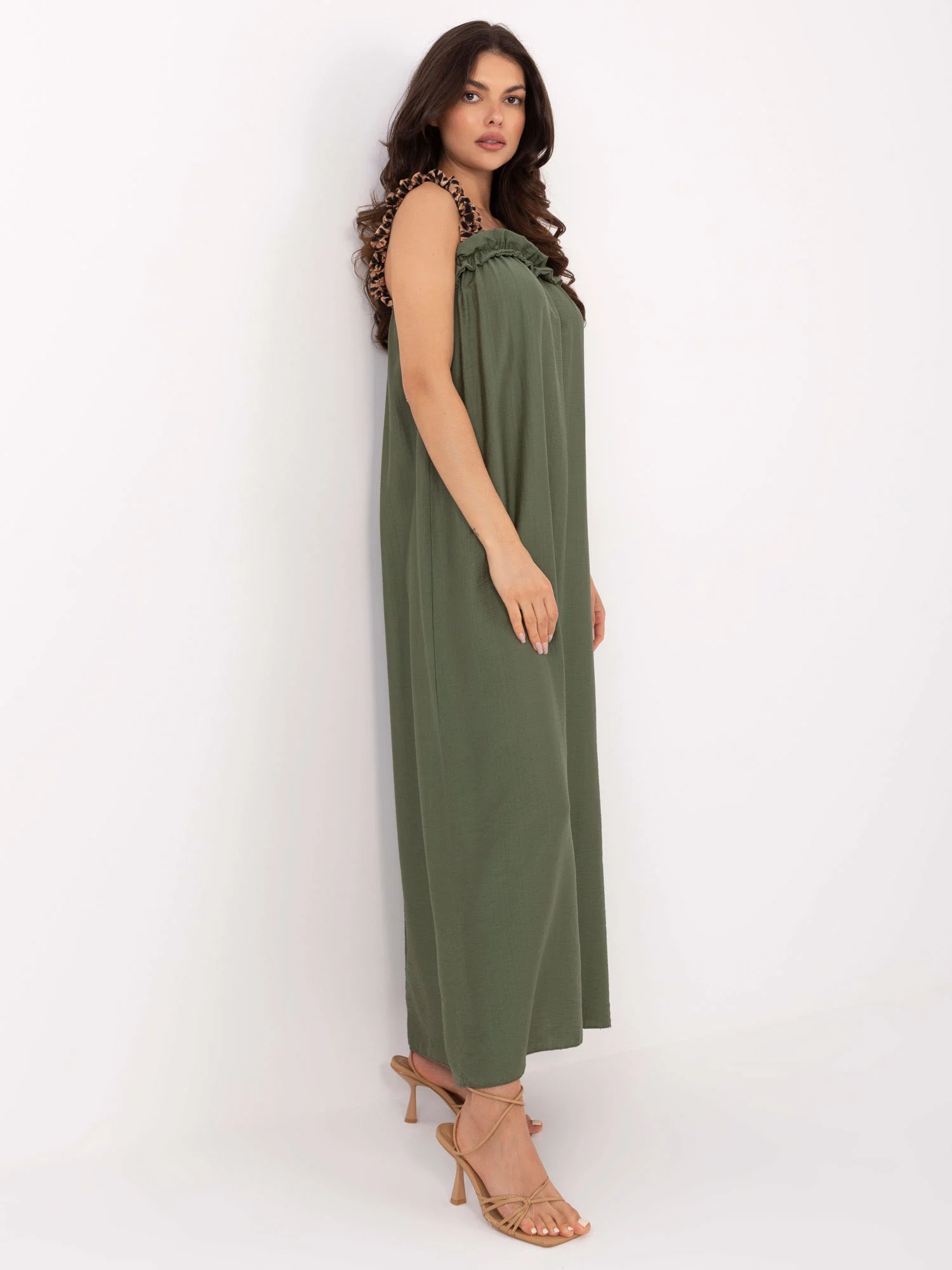 Rochie Dama Maxi, Croiala dreapta, ITALY MODA, Khaki de Vara - Image 3