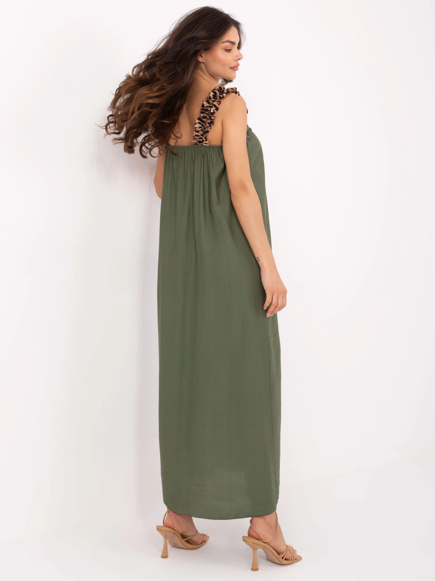 Rochie Dama Maxi, Croiala dreapta, ITALY MODA, Khaki de Vara - Image 4