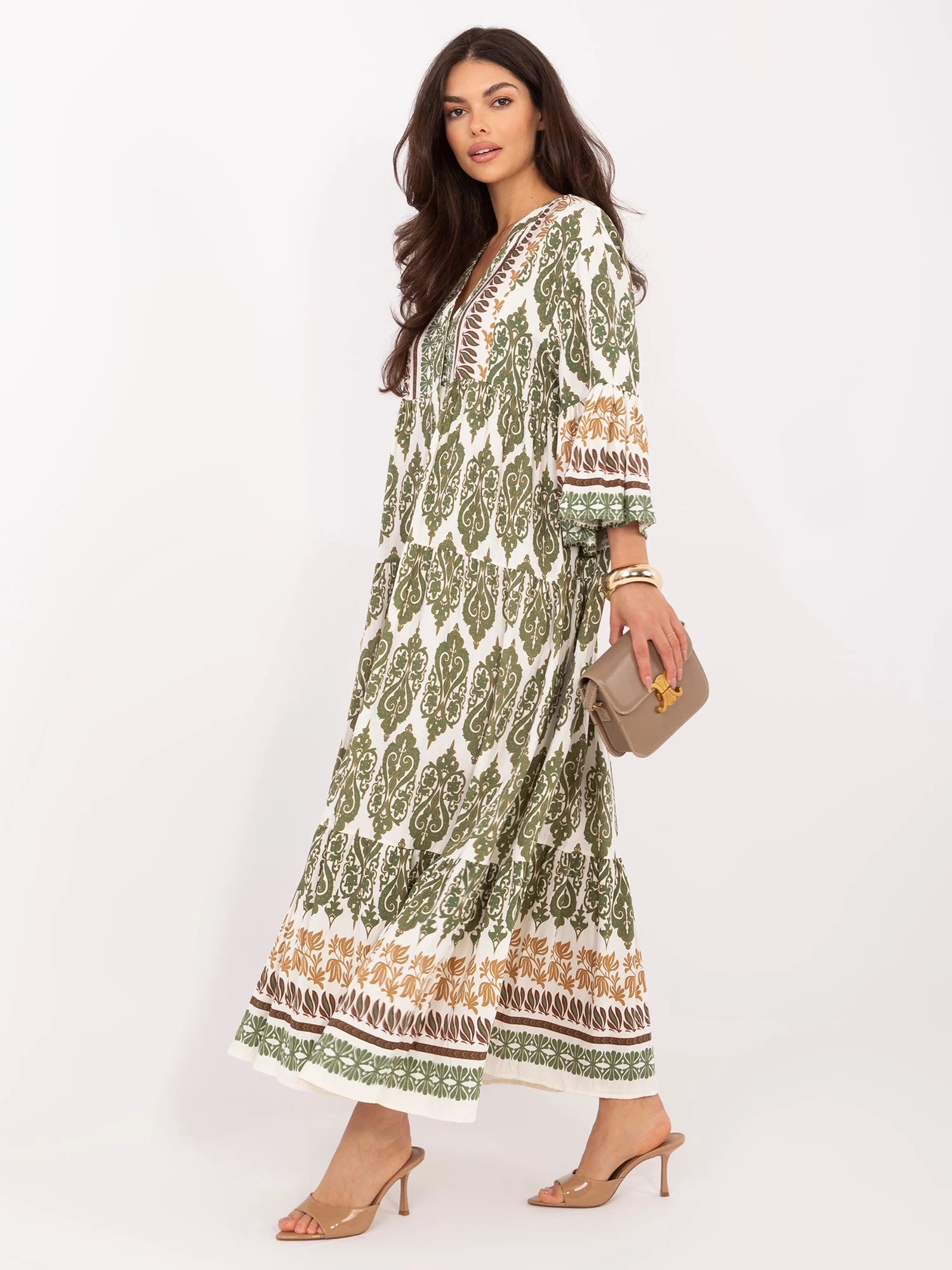 Rochie Dama Maxi, Oversize, ITALY MODA, Khaki de Vara - Image 5