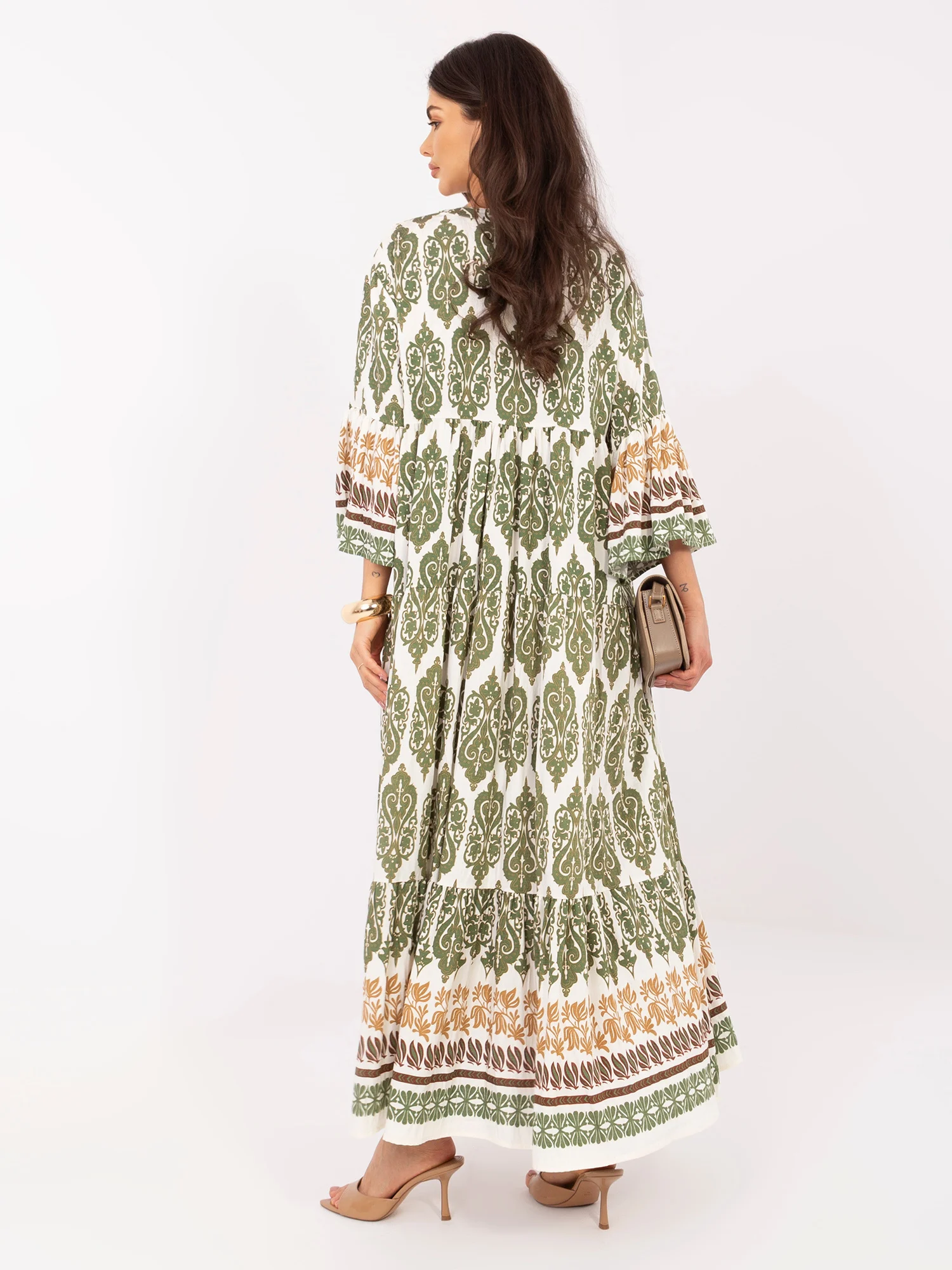 Rochie Dama Maxi, Oversize, ITALY MODA, Khaki de Vara - Image 2