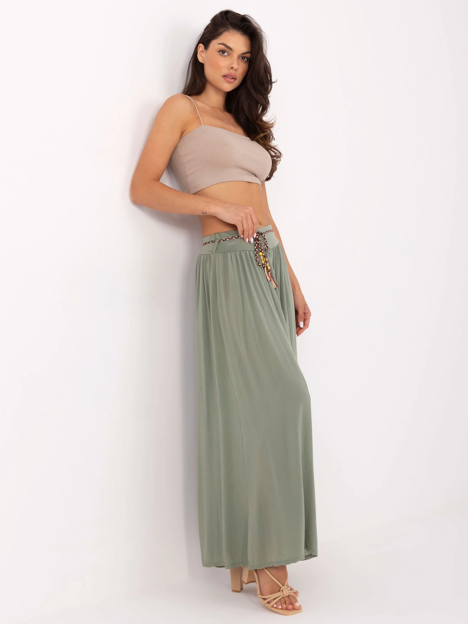 Pantaloni Dama Lunga, Larga, Och Bella, Khaki Casual - imagine 3