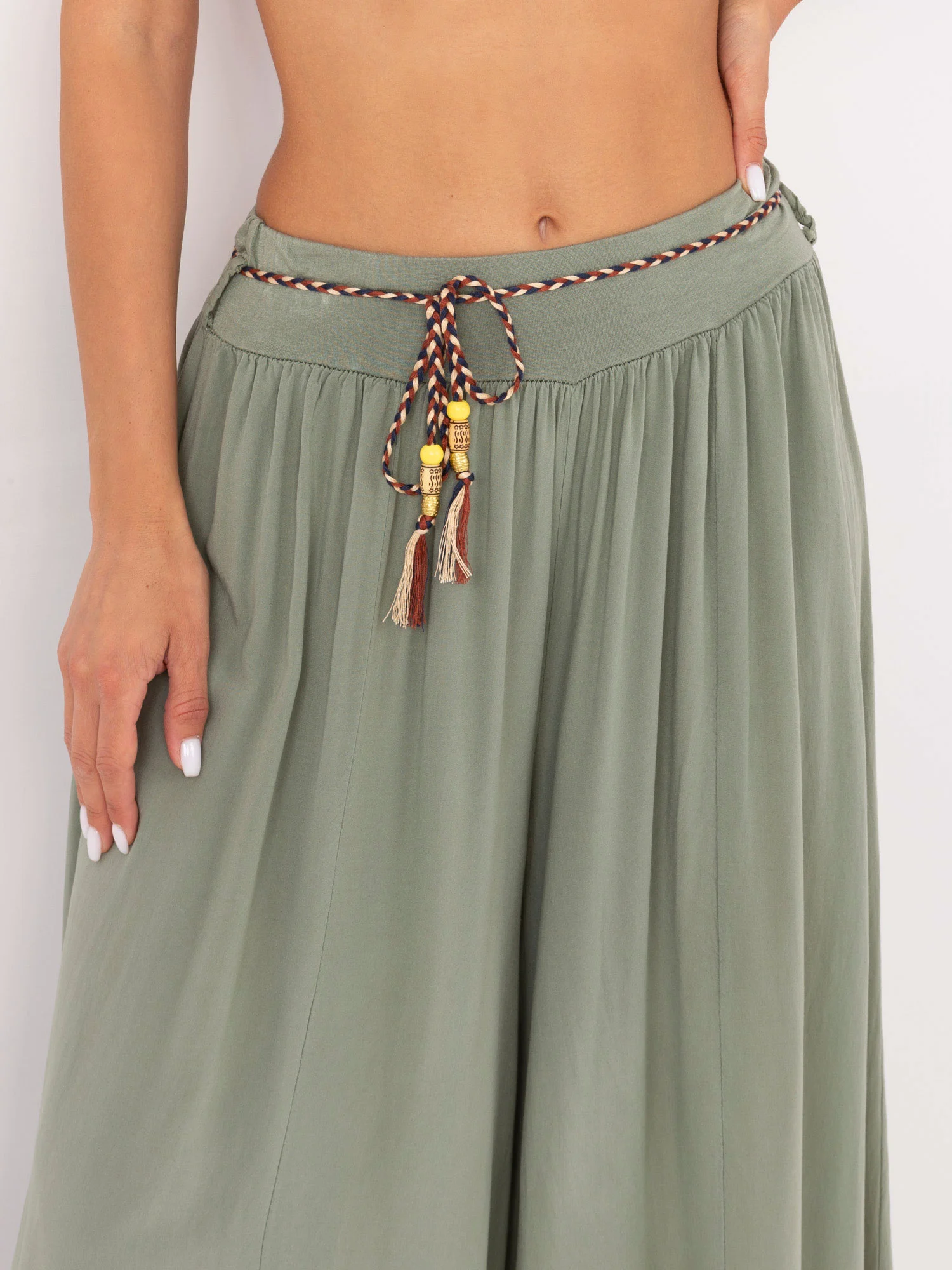 Pantaloni Dama Lunga, Larga, Och Bella, Khaki Casual - imagine 2