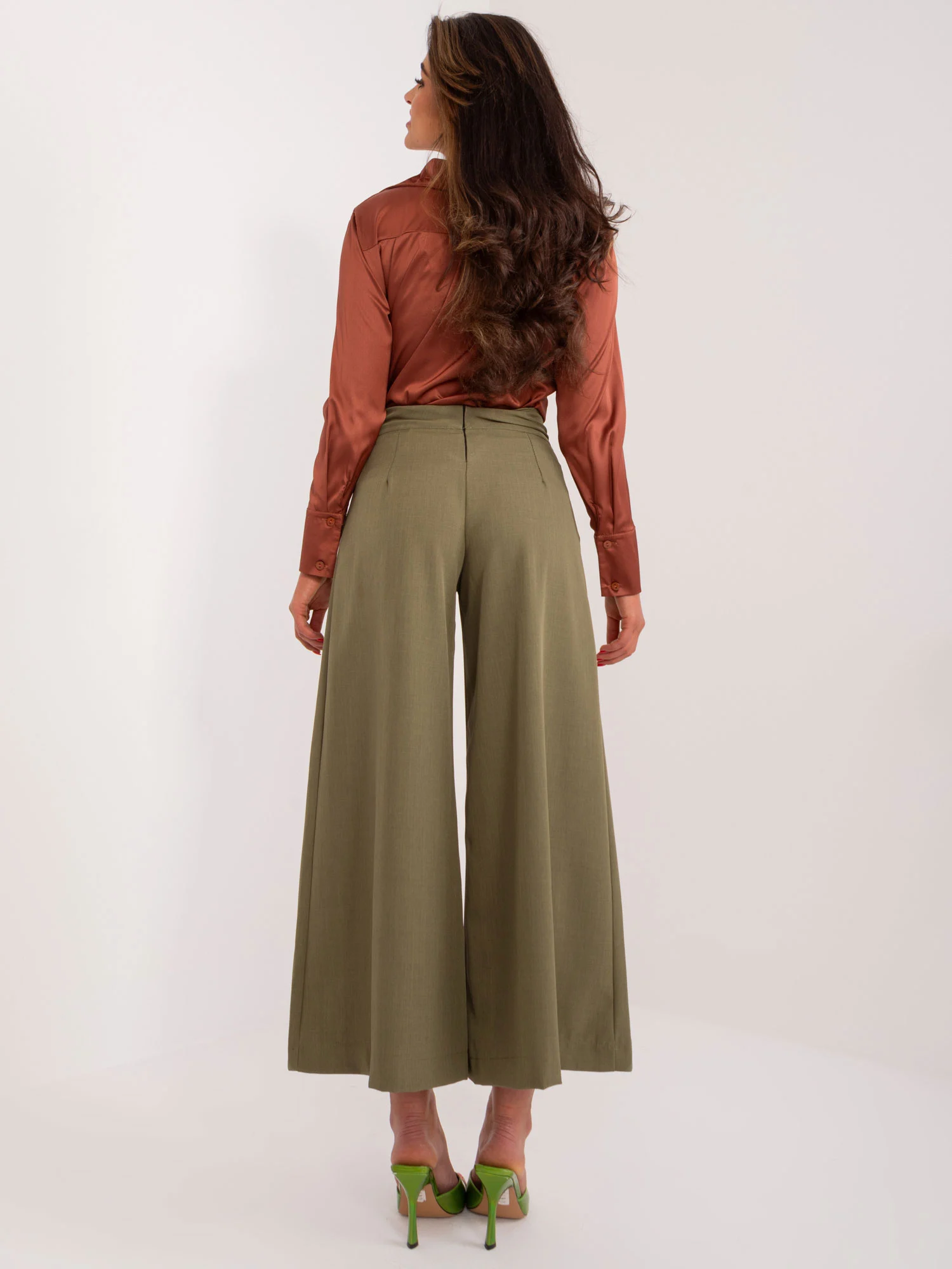 Pantaloni Dama Elegant, Guler inalt, ITALY MODA, Khaki de Petrecere - Image 3