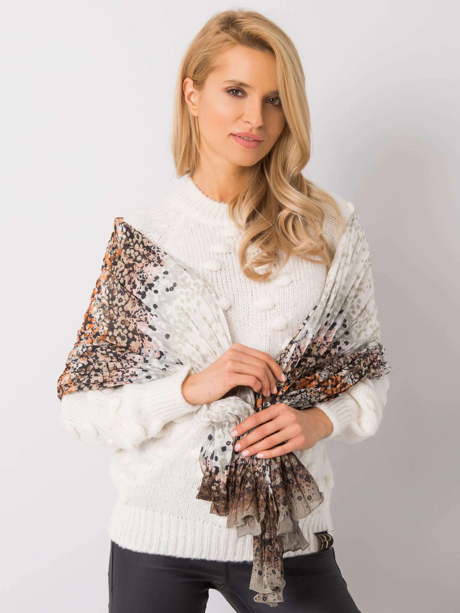 Bandana Dama Floral, Bumbac, Fashion Hunters, Portocaliu - imagine 3